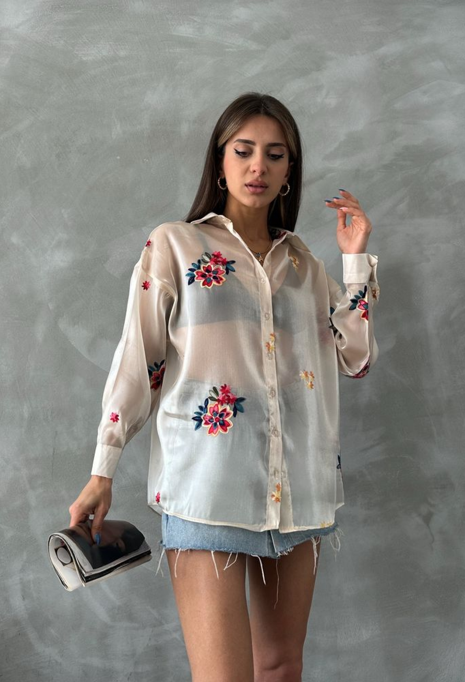 Taş F 1690 Embroidered Organza Shirt - Brand: Topshow - Women & Kids, Baby Clothes Wholesale - TheBS Women