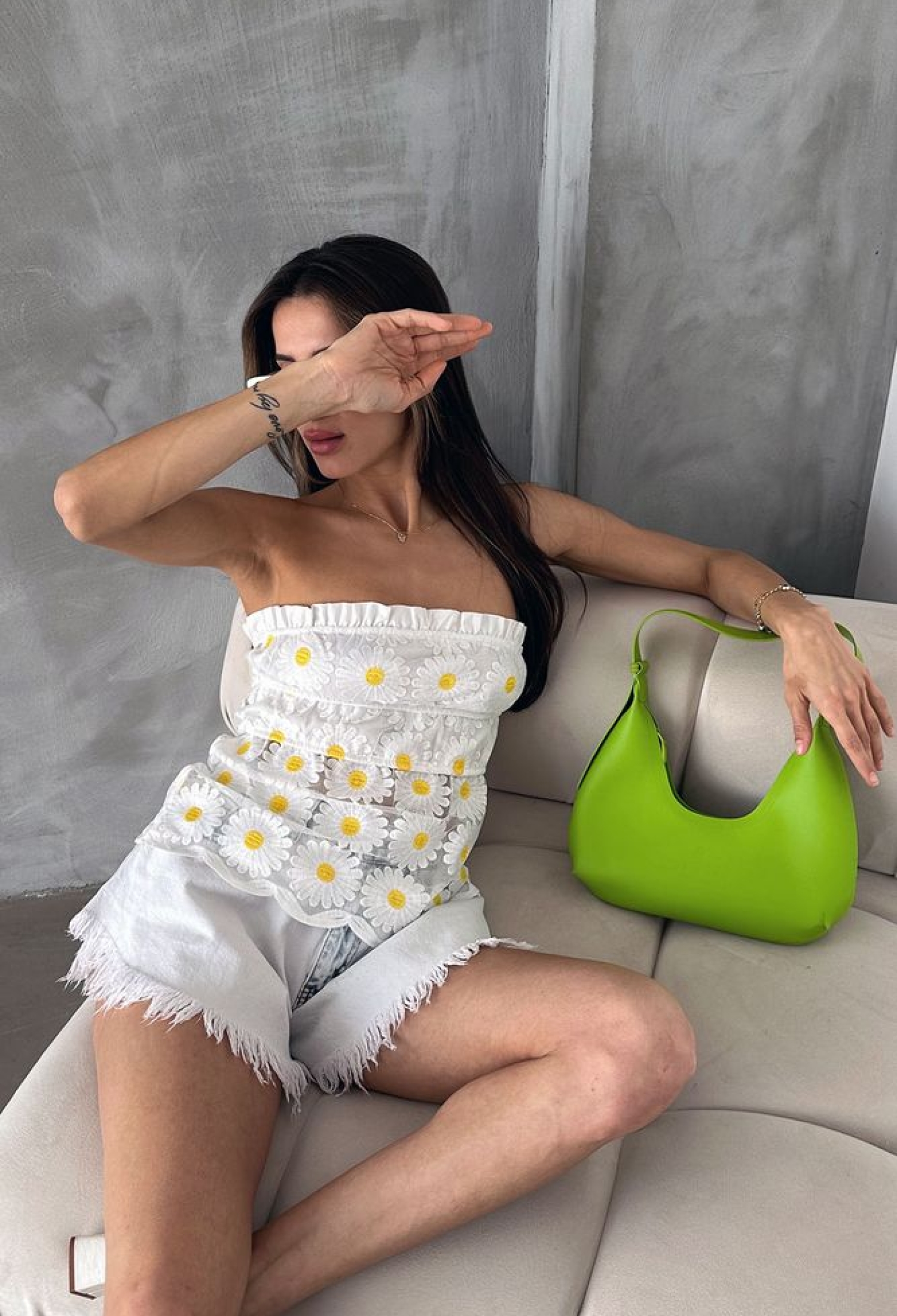 Daisy Patterned Bustier - Cream - Brand: Topshow - Women & Kids, Baby Clothes Wholesale - TheBS Women