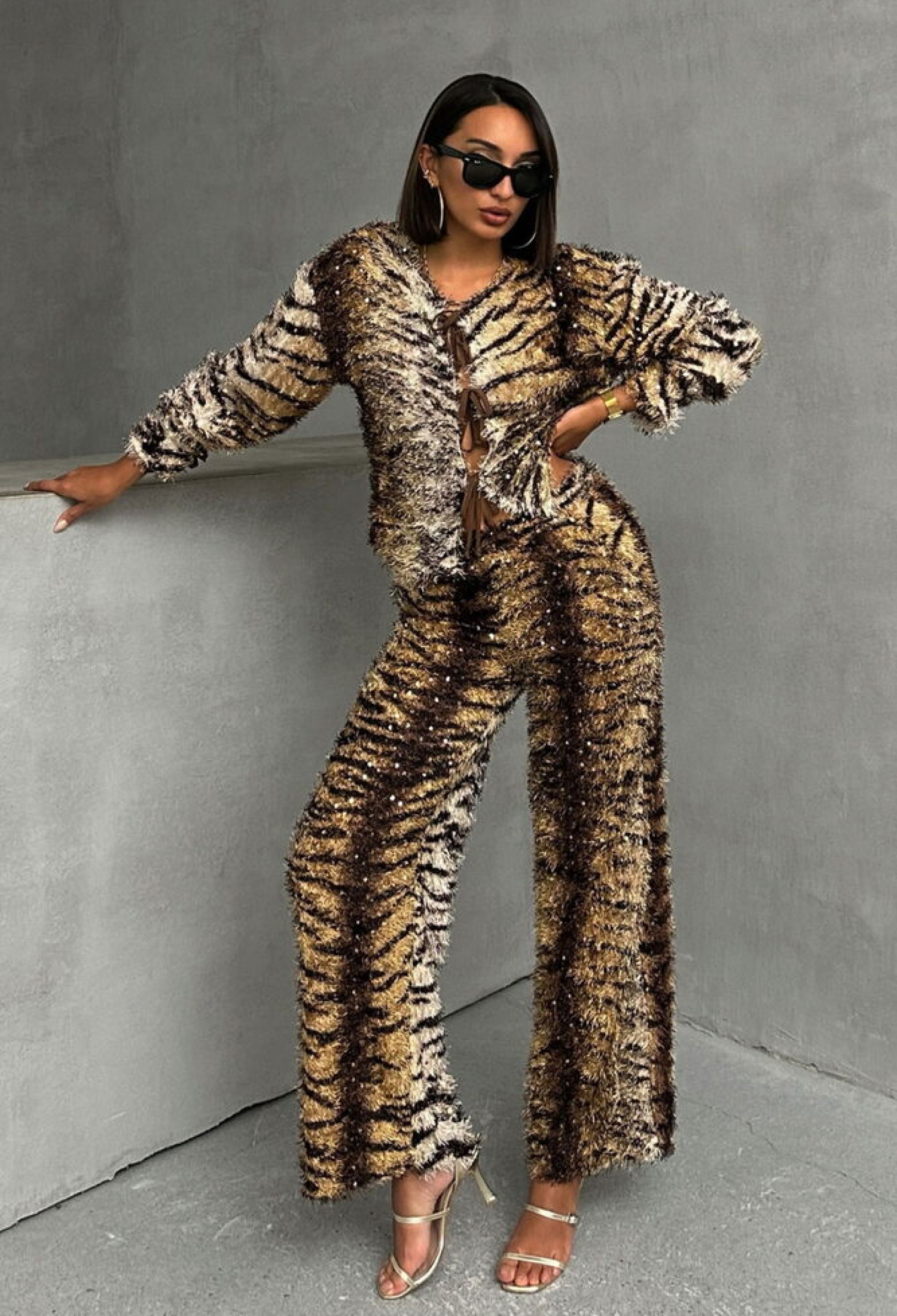 Zebra Tiger Patterned Trousers - Brown - Brand: Topshow - Women & Kids, Baby Clothes Wholesale - TheBS Women