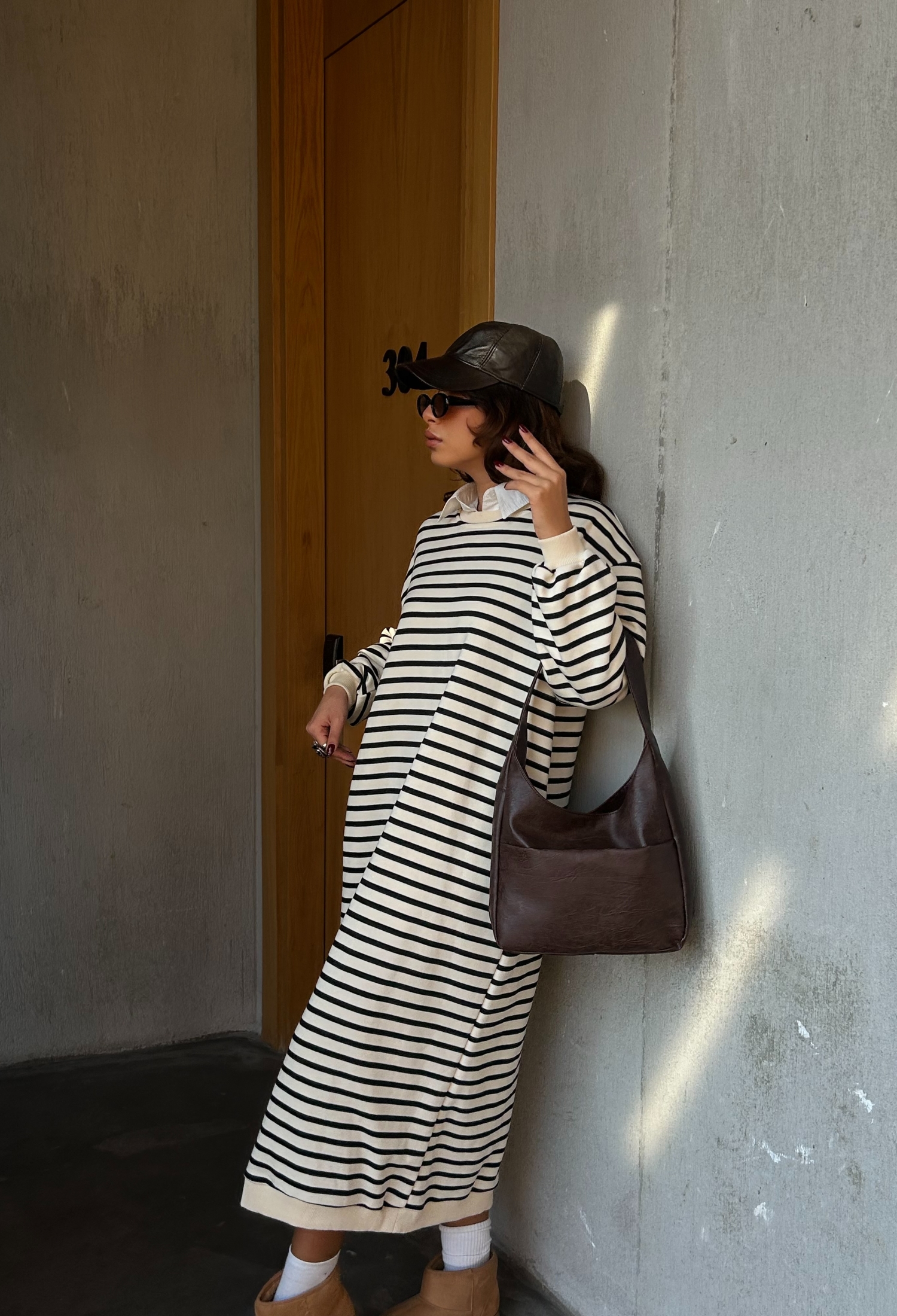 Black Striped 3 Thread Non-raised Long Oversize Dress 28288 - Brand: First Angels - Women & Kids, Baby Clothes Wholesale - TheBS Women