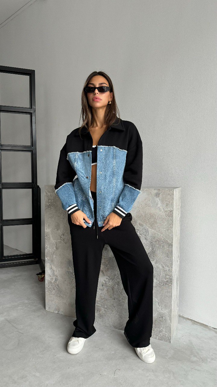 Garnished Bomber Jacket – Black & Blue – Brand: Cream Rouge – Women & Kids, Baby Clothes Wholesale – TheBS Women