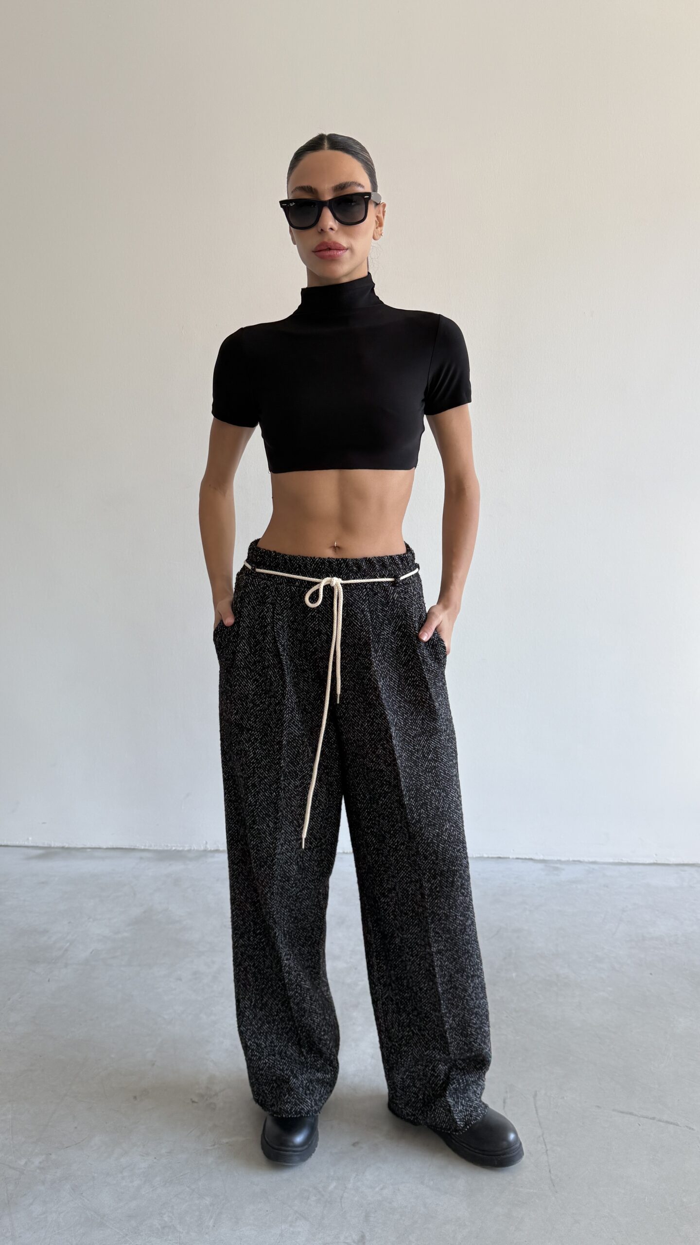 Lace-Up Palazzo Trousers – Black – Brand: Cream Rouge – Women & Kids, Baby Clothes Wholesale – TheBS Women