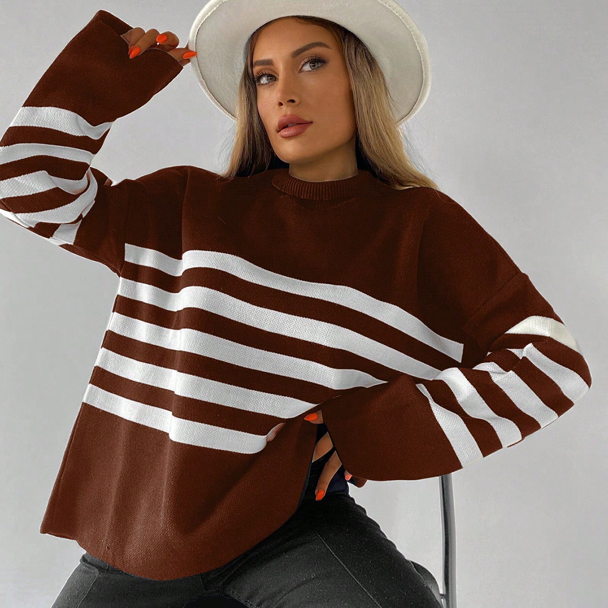 Striped Pique Sweater – Brand: My Fashion – Women & Kids, Baby Clothes Wholesale – TheBS Women