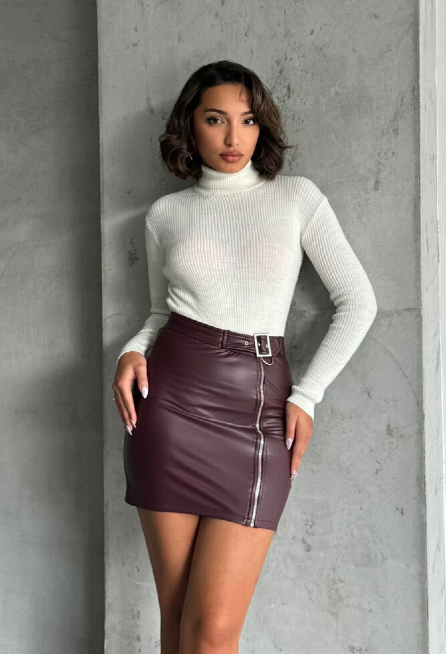 F0125 Zippered Leather Skirt - Brand: Topshow - Women & Kids, Baby Clothes Wholesale - TheBS Women