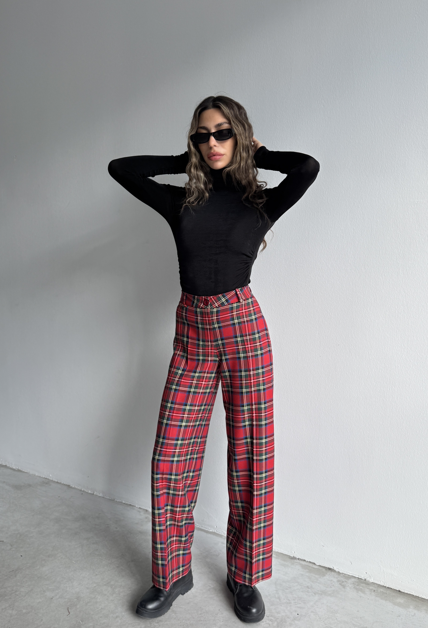 Plaid Palazo Trousers - Red - Brand: Cream Rouge - Women & Kids, Baby Clothes Wholesale - TheBS Women