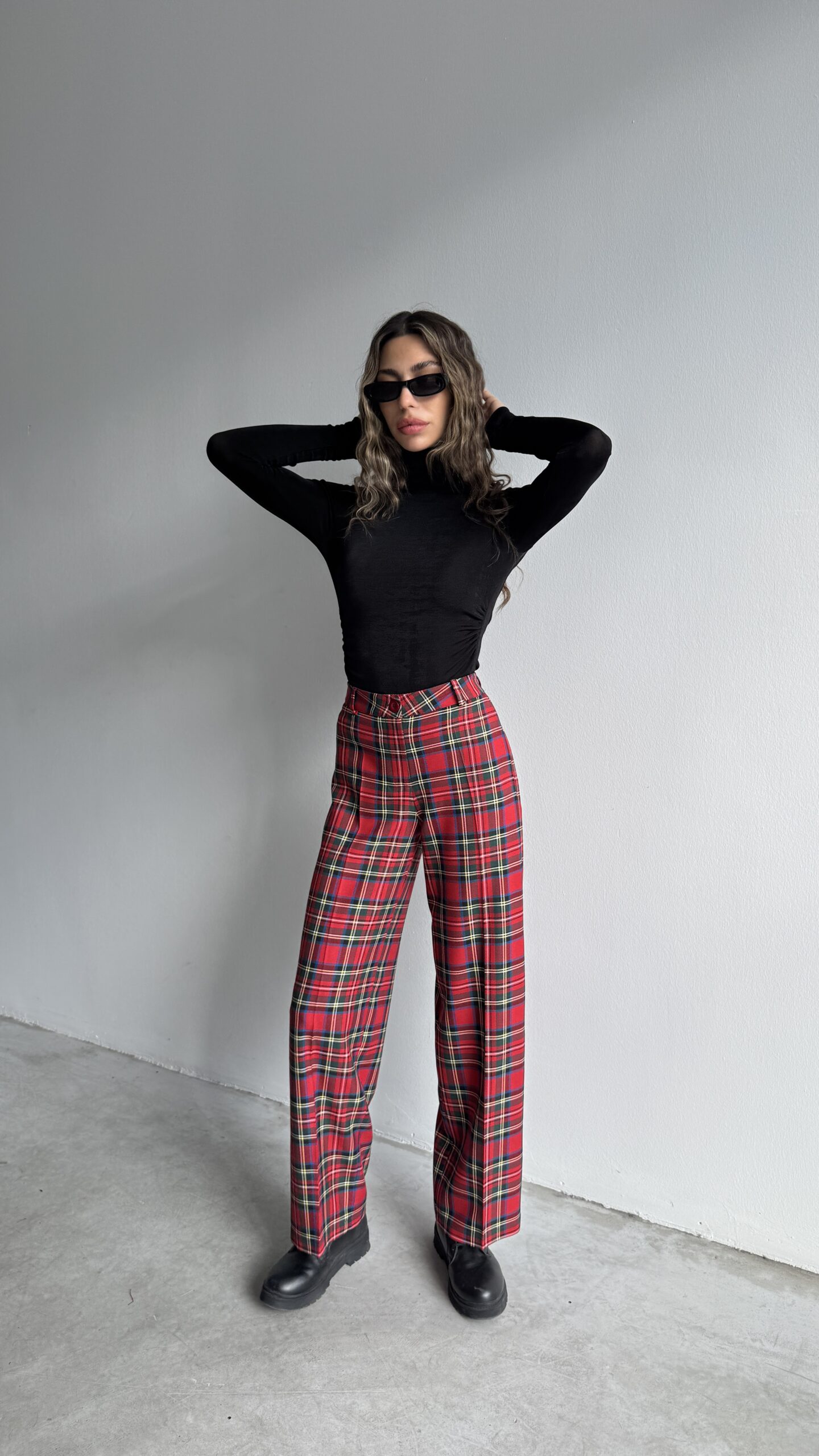 Plaid Palazo Trousers – Red – Brand: Cream Rouge – Women & Kids, Baby Clothes Wholesale – TheBS Women