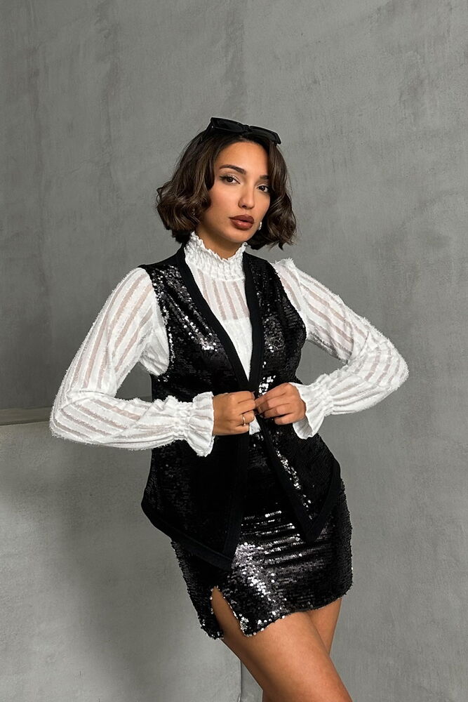 BlackSequined Wholesale Vest – Brand: Topshow – Women & Kids, Baby Clothes Wholesale – TheBS Women