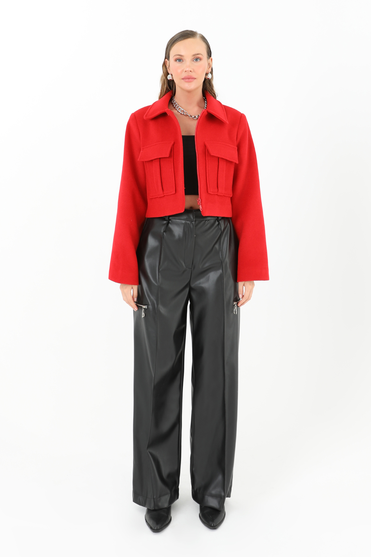 Women’s Pleated Wide Leg Leather Trousers – Brand: SOUL – Women & Kids, Baby Clothes Wholesale – TheBS Women