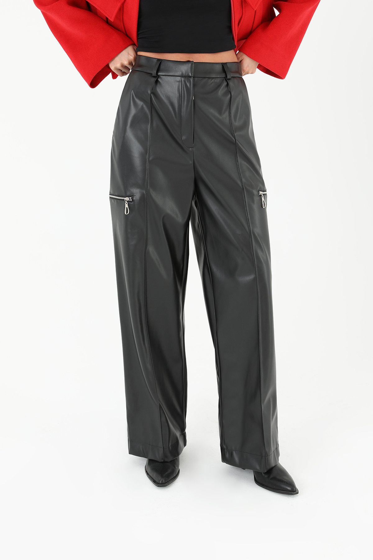 Women’s Pleated Wide Leg Leather Trousers – Brand: SOUL – Women & Kids, Baby Clothes Wholesale – TheBS Women