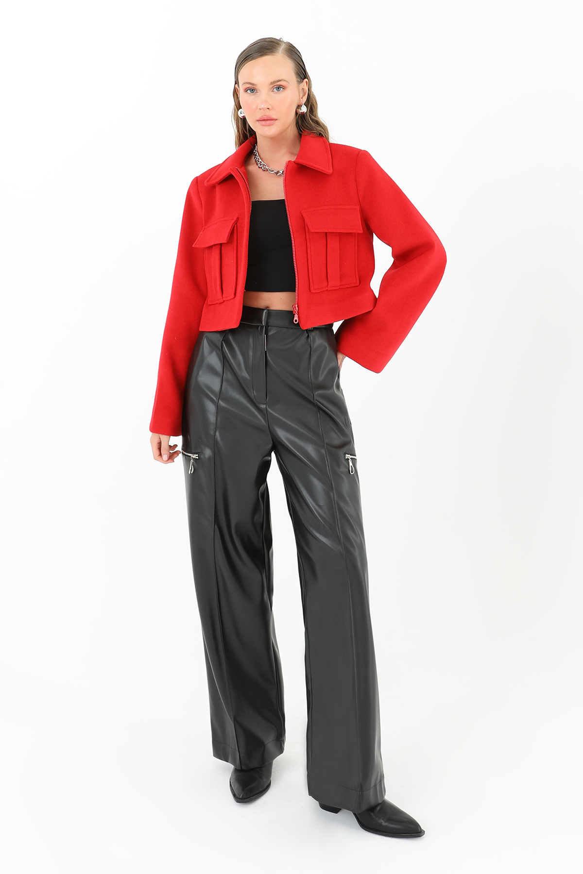 Women’s Pleated Wide Leg Leather Trousers – Brand: SOUL – Women & Kids, Baby Clothes Wholesale – TheBS Women