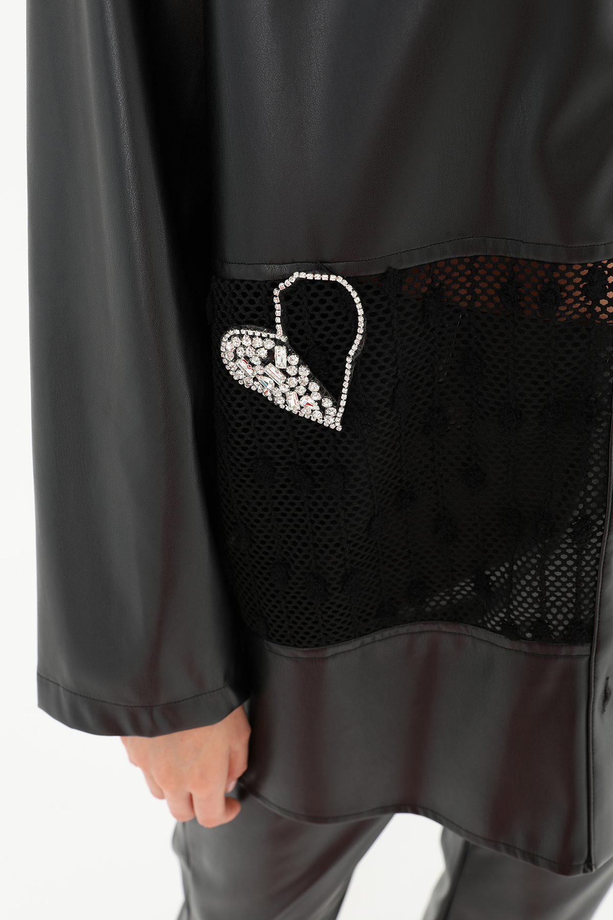 Women's Mesh Detailed Leather Shirt - Brand: SOUL - Women & Kids, Baby Clothes Wholesale - TheBS Women Women's Mesh Detailed Leather Shirt - Brand: SOUL - Women & Kids, Baby Clothes Wholesale - TheBS Women