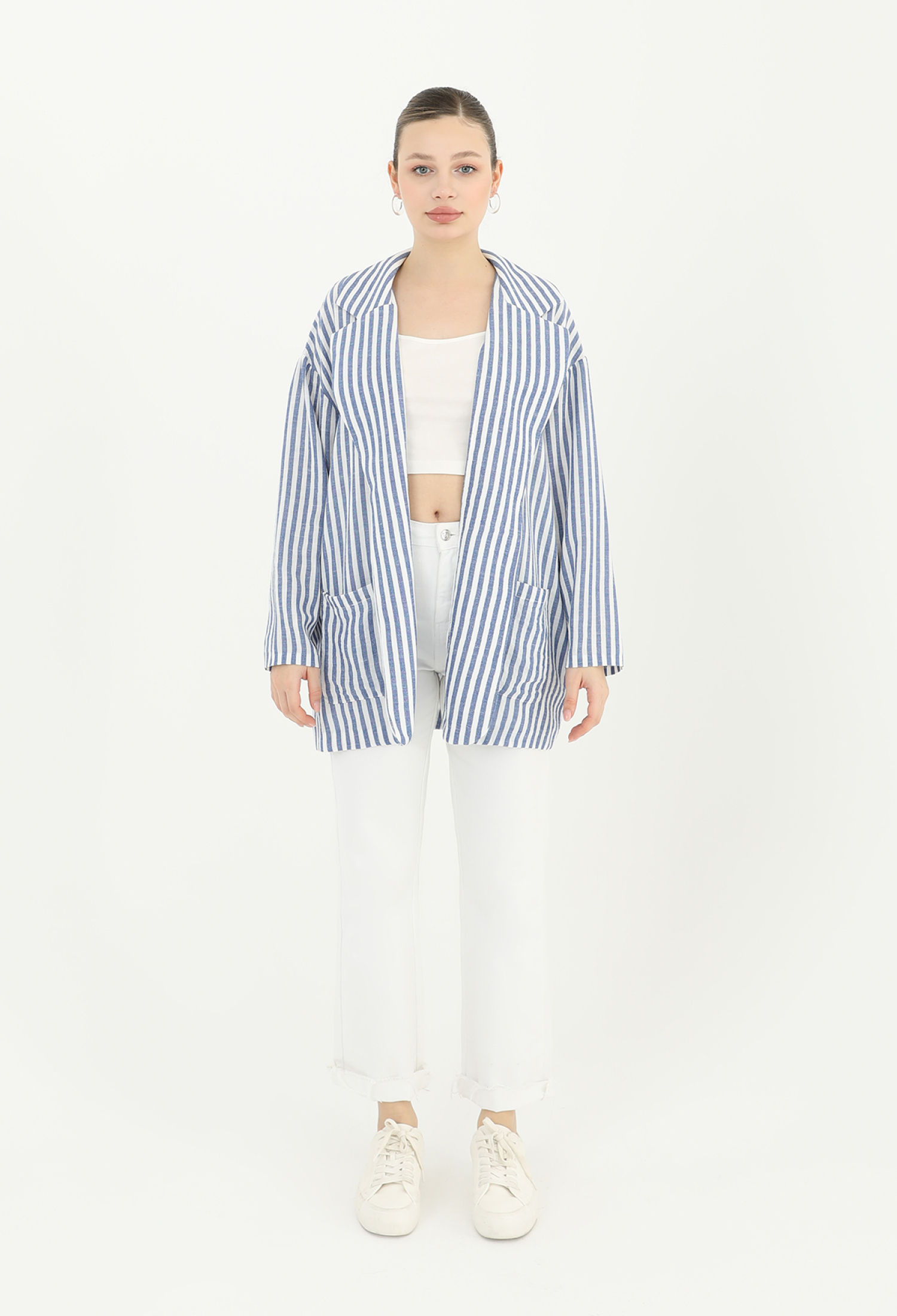 Women's Striped Linen Jacket - Brand: Puane - Women & Kids, Baby Clothes Wholesale - TheBS Women