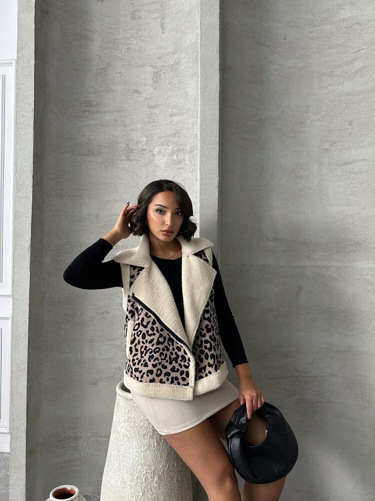 StoneLeopard Pattern Plush Wholesale Vest – Brand: Topshow – Women & Kids, Baby Clothes Wholesale – TheBS Women