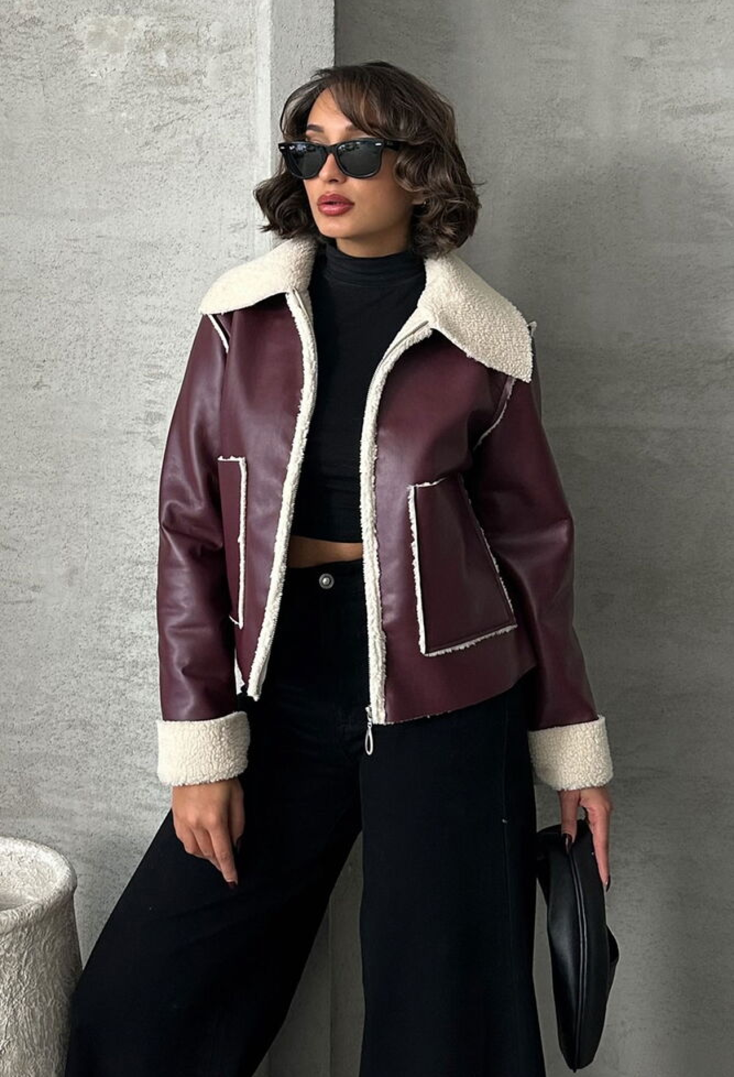 Cream Zippered Leather - Brand: Topshow - Women & Kids, Baby Clothes Wholesale - TheBS Women