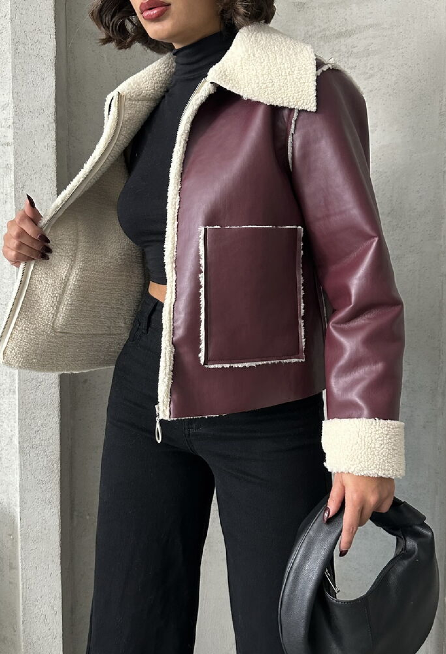 Cream Zippered Leather - Brand: Topshow - Women & Kids, Baby Clothes Wholesale - TheBS Women