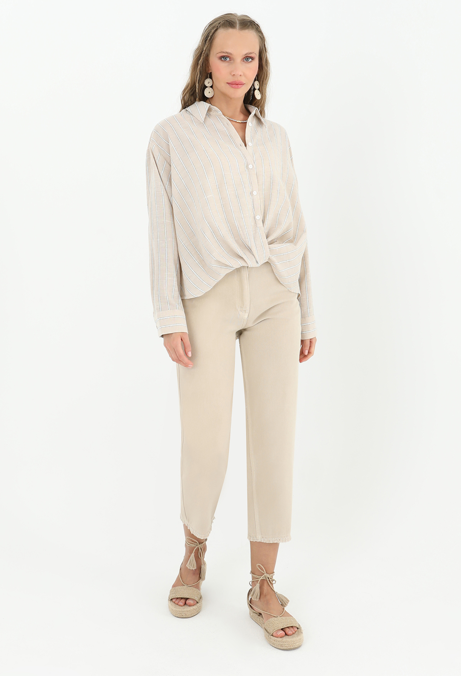 Loose Denim Trousers - Mink - Brand: SOUL - Women & Kids, Baby Clothes Wholesale - TheBS Women