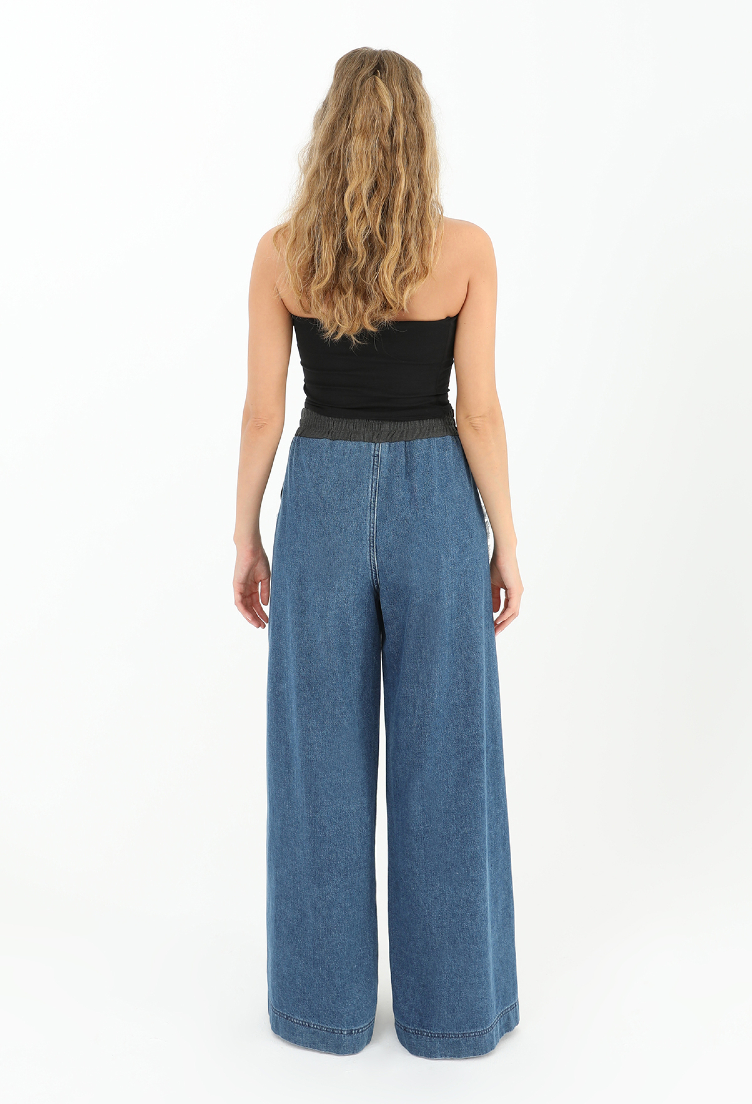 Wide Leg Trousers With Denim Side Detail -& Blue - Brand: SOUL - Women & Kids, Baby Clothes Wholesale - TheBS Women