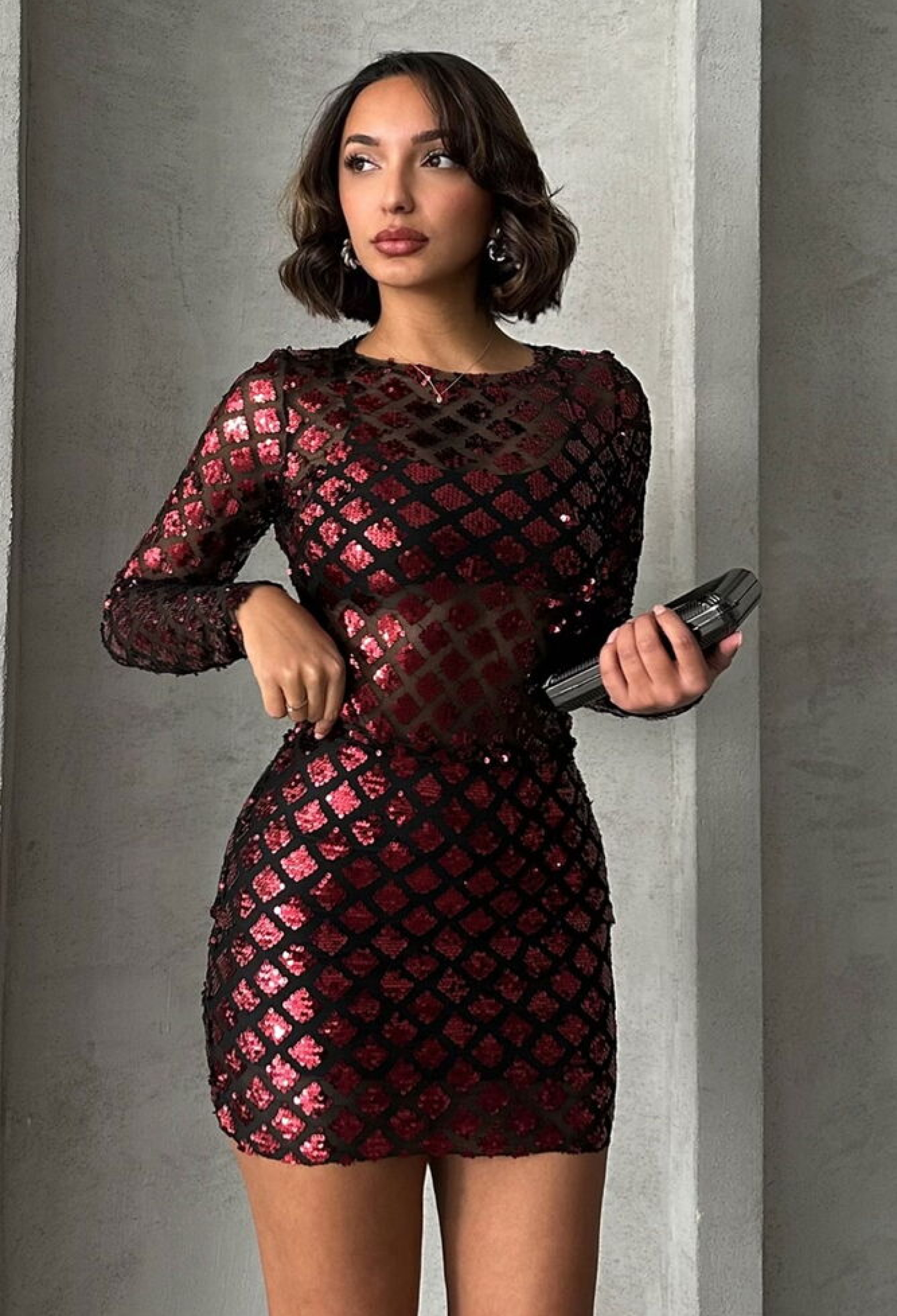 Burgundy Sequined Wholesale Blouse - Brand: Topshow - Women & Kids, Baby Clothes Wholesale - TheBS Women