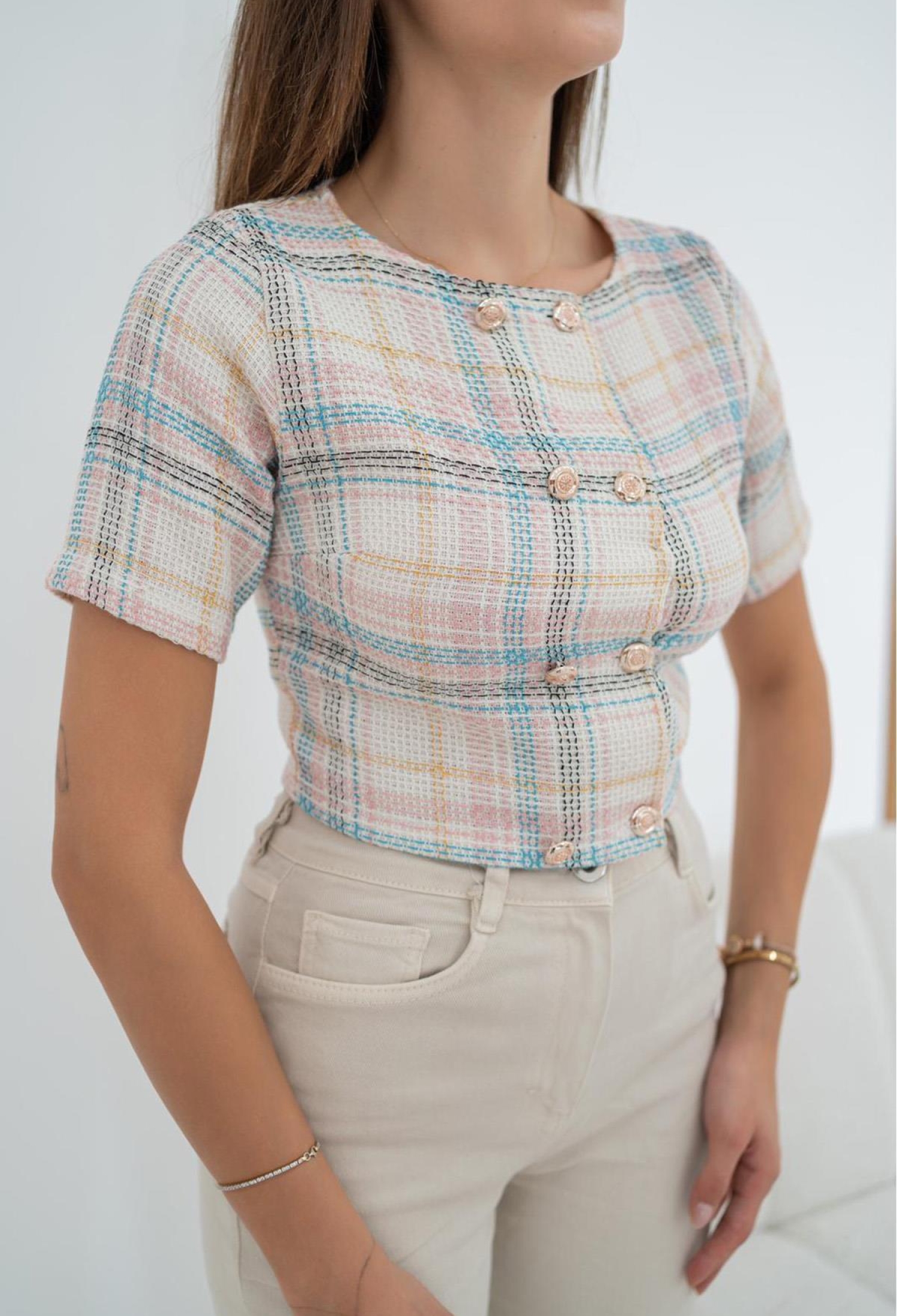 Striped And Buttoned Blouse - Brand: Elisa - Women & Kids, Baby Clothes Wholesale - TheBS Women