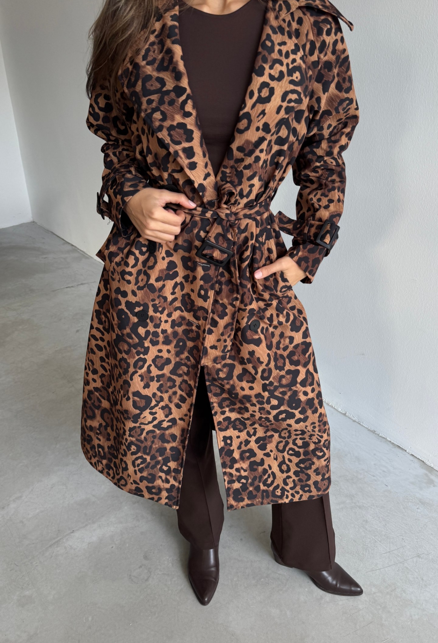 Leopard Pattern Trench Coat - Brand: Cream Rouge - Women & Kids, Baby Clothes Wholesale - TheBS Women