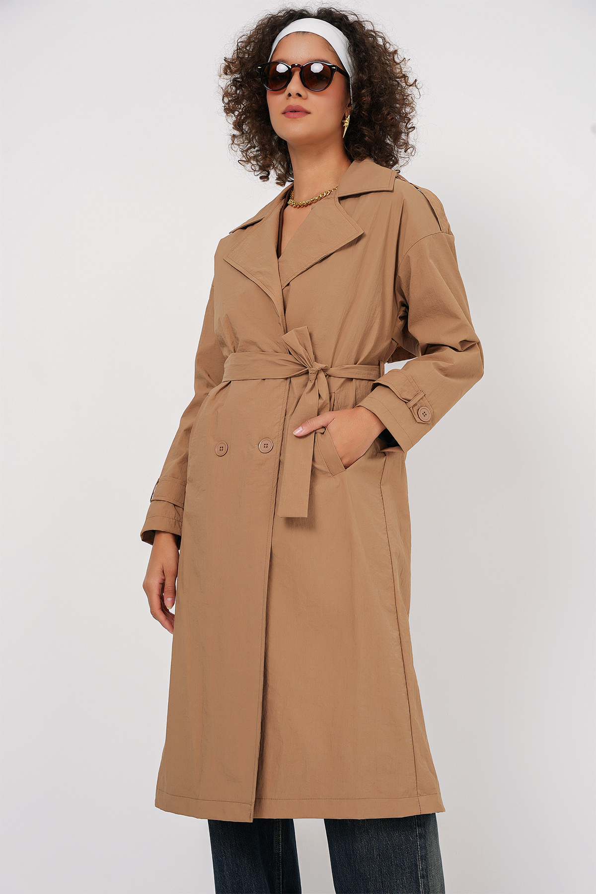 Double Breasted Trench Coat - Biscuit - Brand: Bigdart - Women & Kids, Baby Clothes Wholesale - TheBS Women