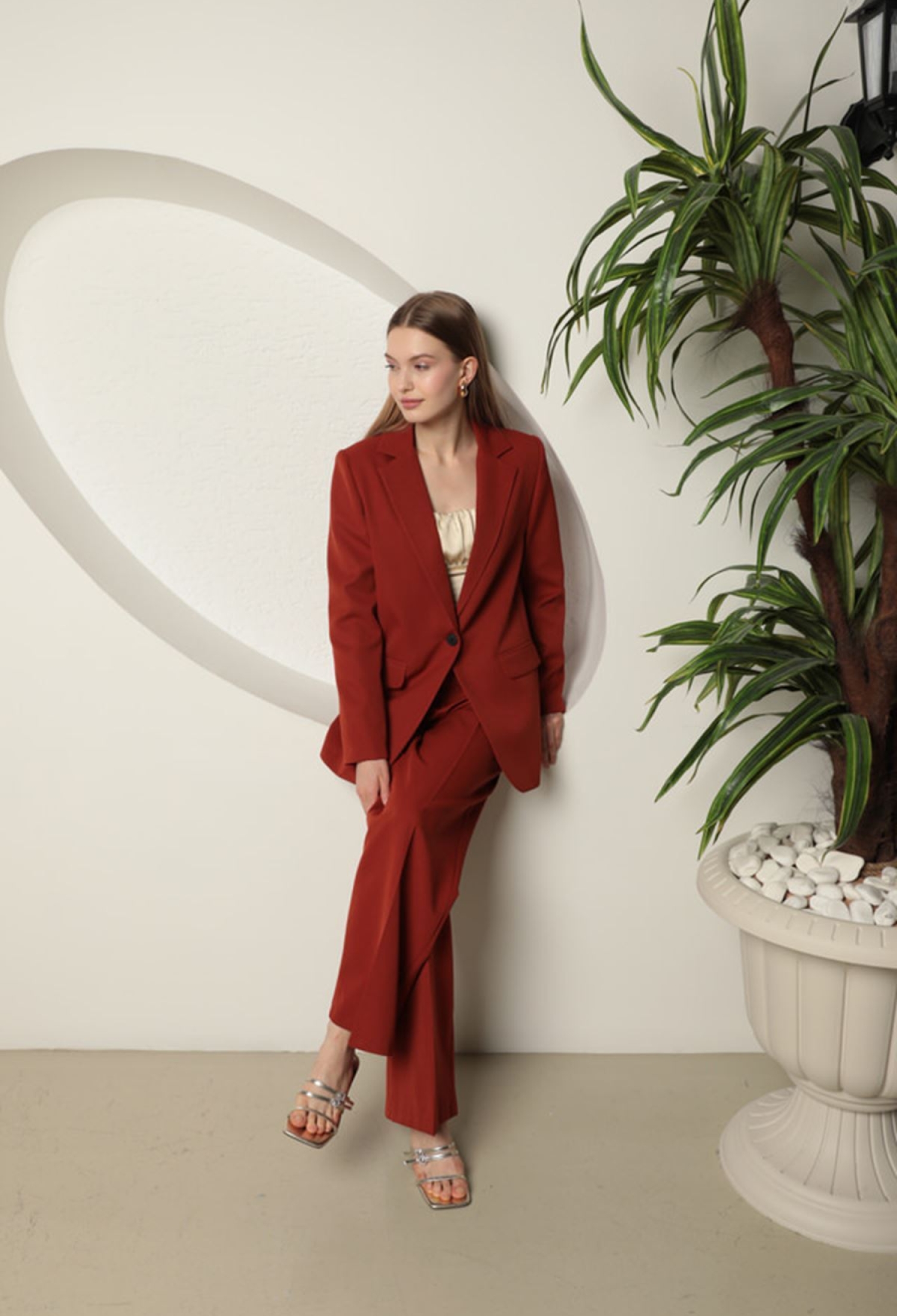 Atlas Fabric Oversize Jacket - Brick - Brand: Maxi Modena - Women & Kids, Baby Clothes Wholesale - TheBS Women