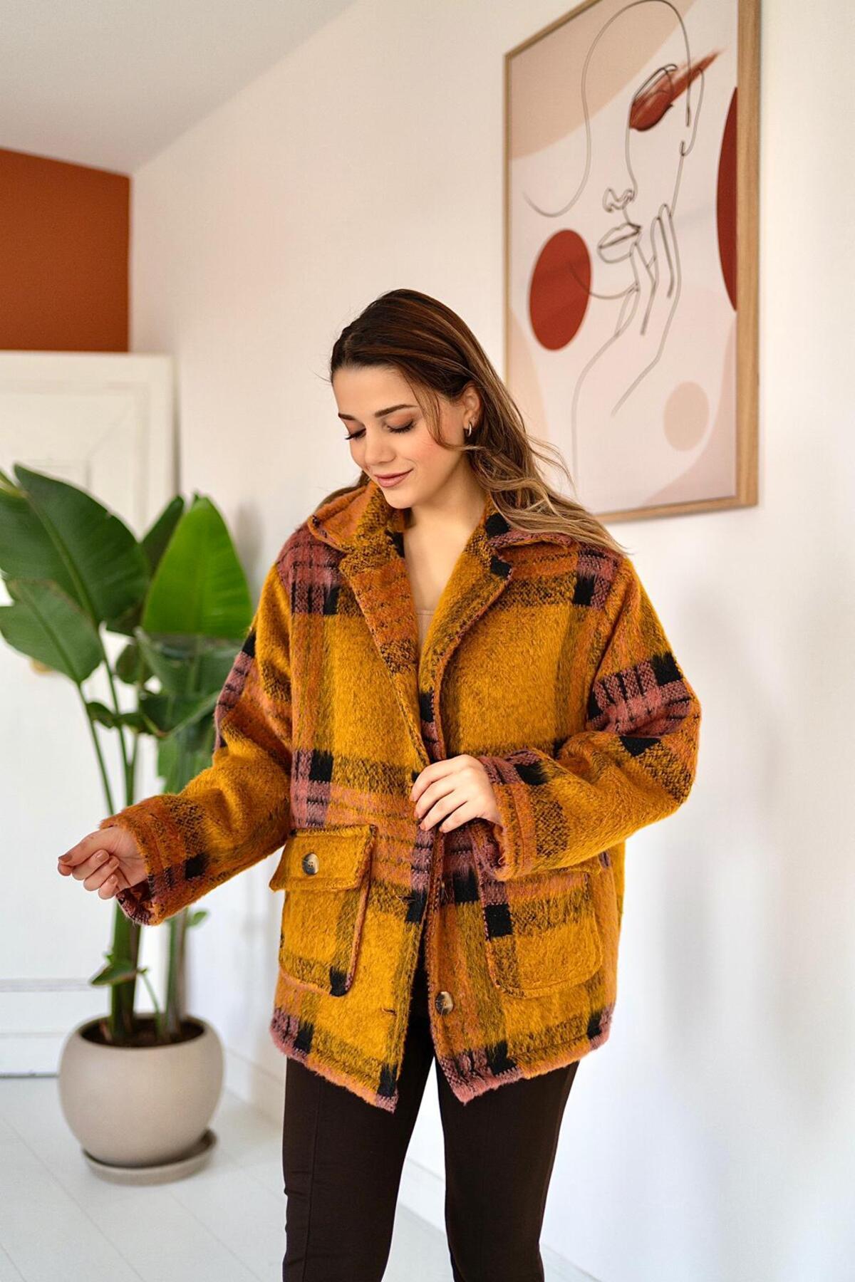 Women’s Plaid Buttoned Coat – Multicolored – Brand: Elisa – Women & Kids, Baby Clothes Wholesale – TheBS Women