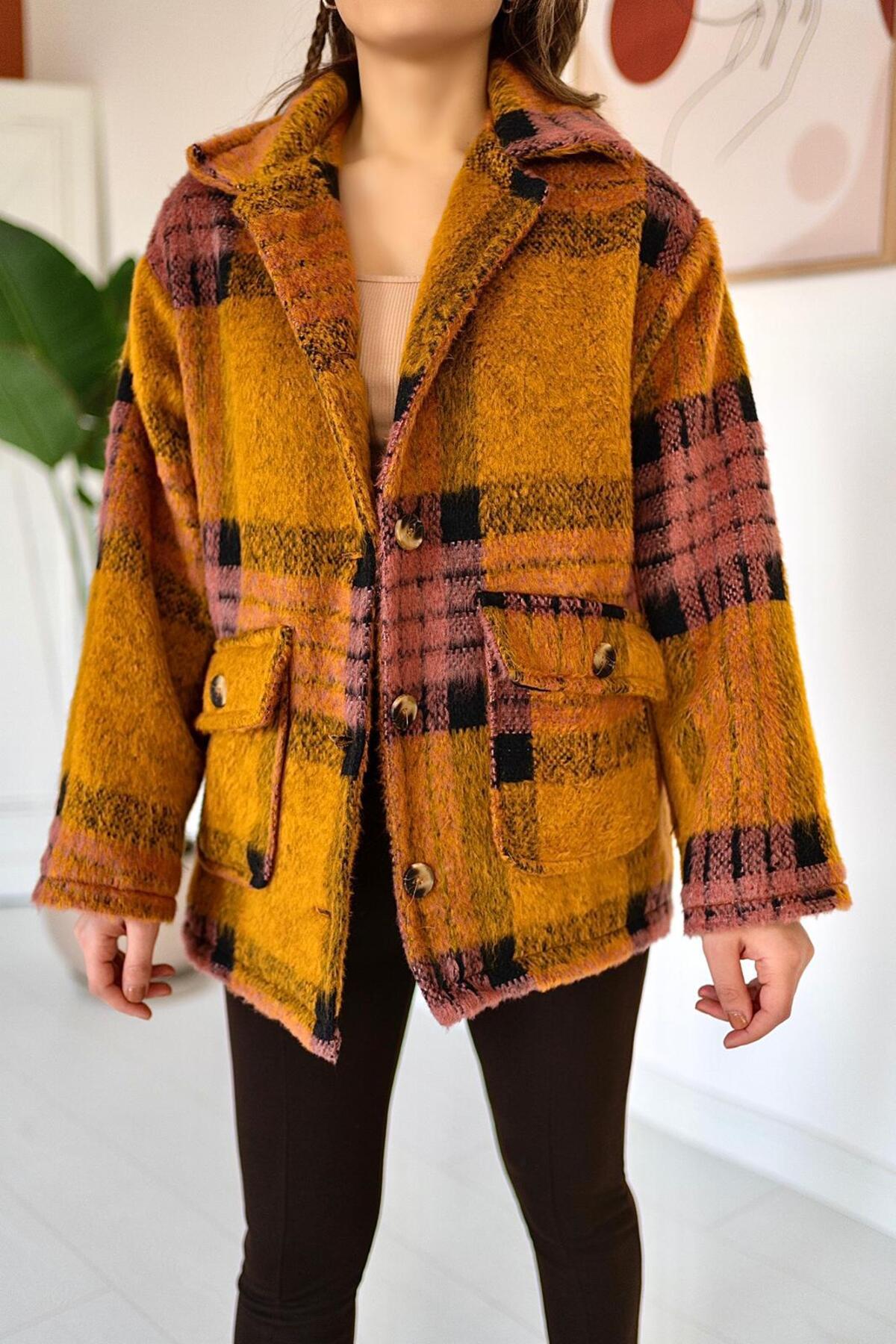 Women’s Plaid Buttoned Coat – Multicolored – Brand: Elisa – Women & Kids, Baby Clothes Wholesale – TheBS Women