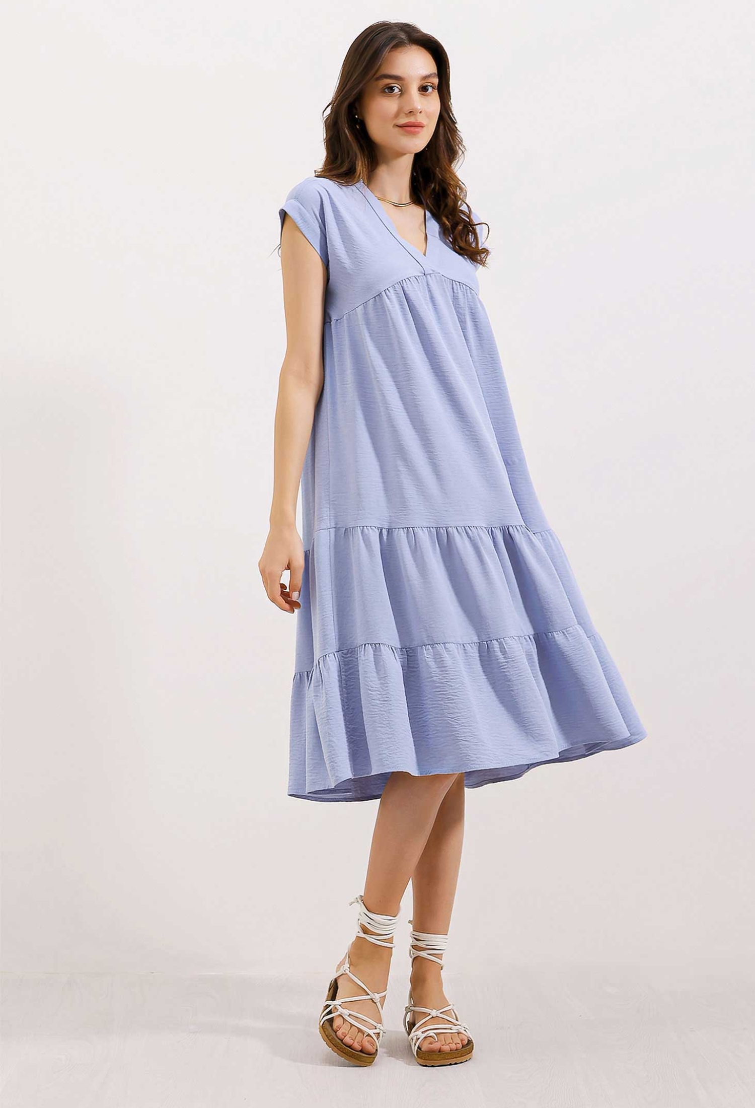 V Neck Flounce Dress - Brand: Bigdart - Women & Kids, Baby Clothes Wholesale - TheBS Women