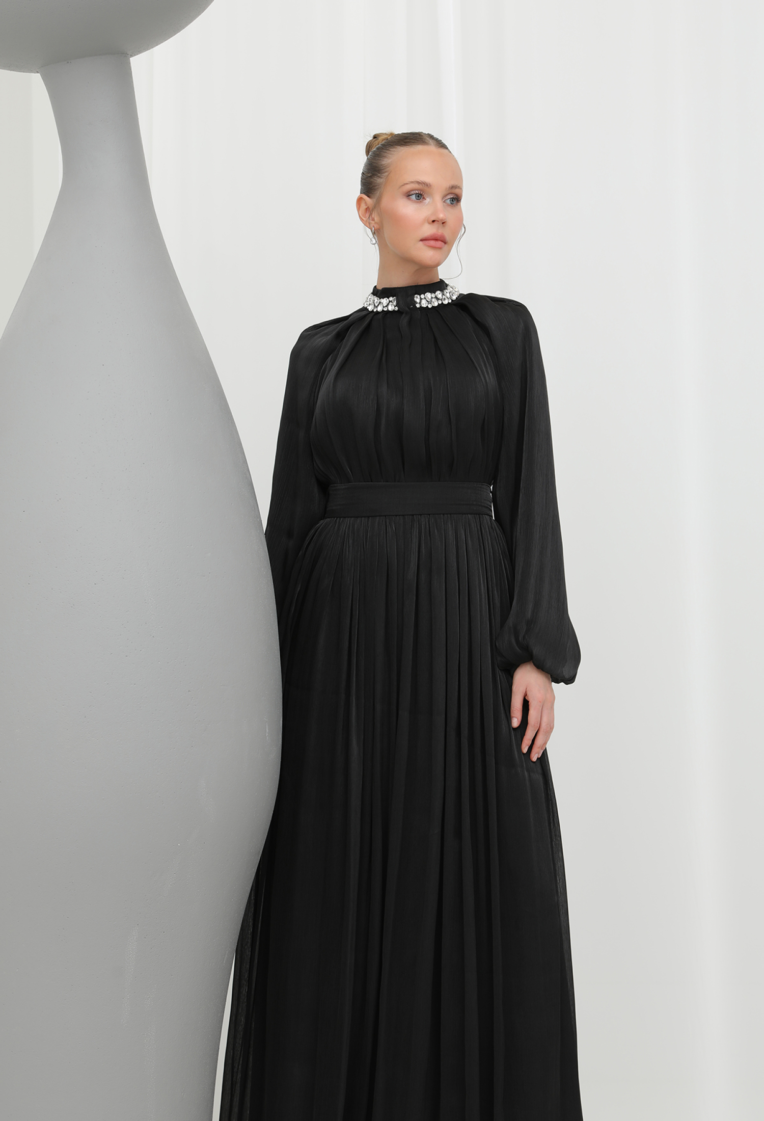 Women's Stone Detailed Chiffon Evening Dress - Brand: Puane - Women & Kids, Baby Clothes Wholesale - TheBS Women