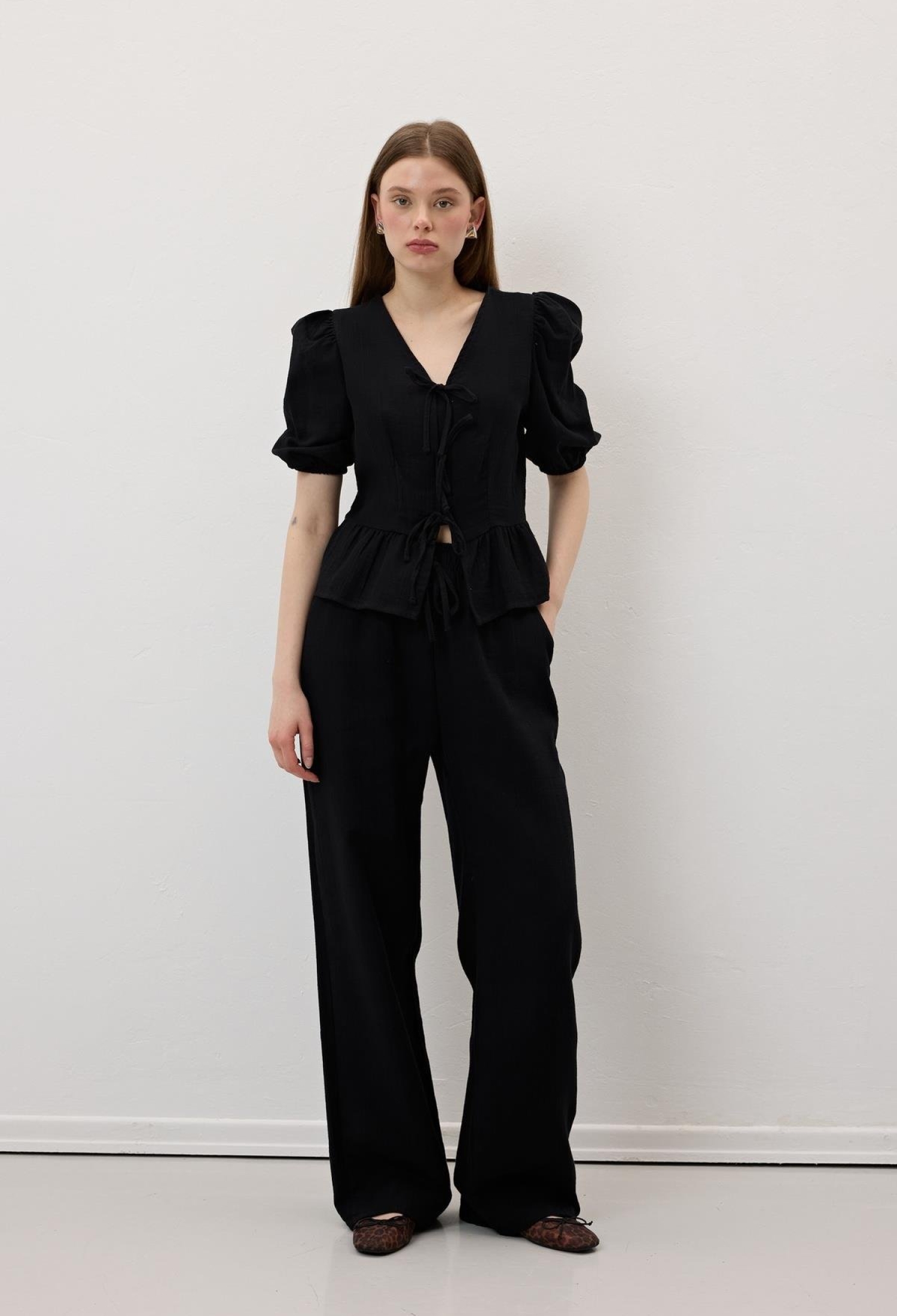 Front Tie Sleeve Elastic Mueslin Blouse - Brand: Levure - Women & Kids, Baby Clothes Wholesale - TheBS Women