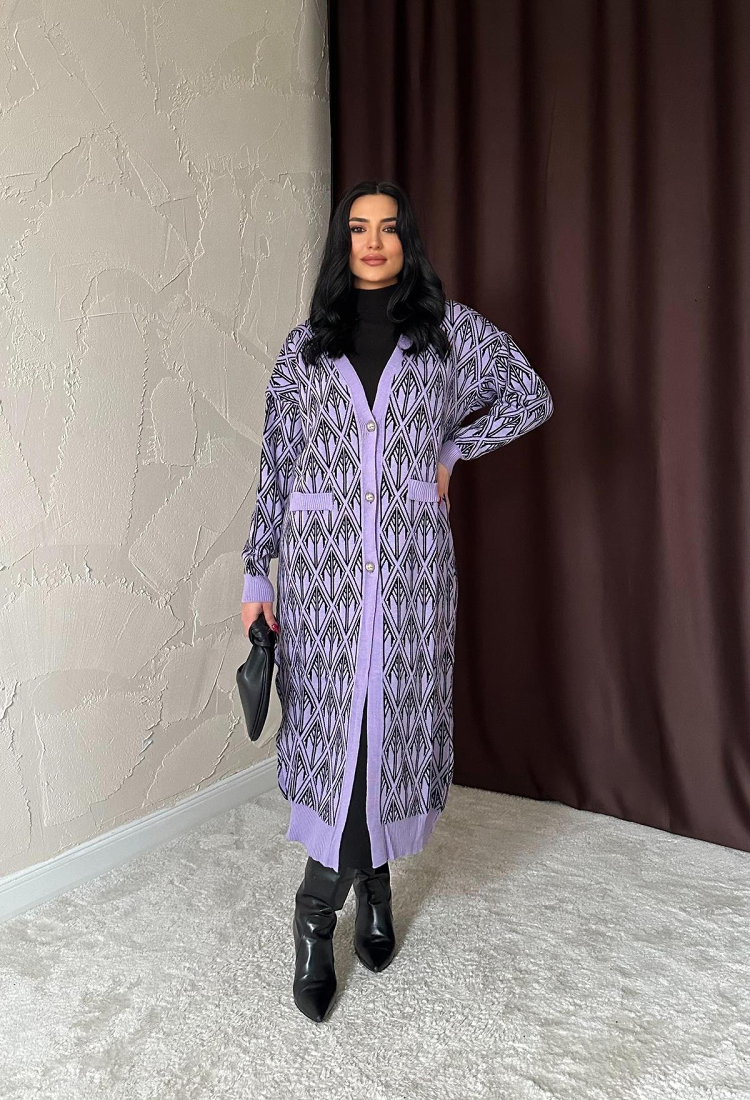 Buttoned Knitwear Cardigan - Lilac - Brand: Elisa - Women & Kids, Baby Clothes Wholesale - TheBS Women