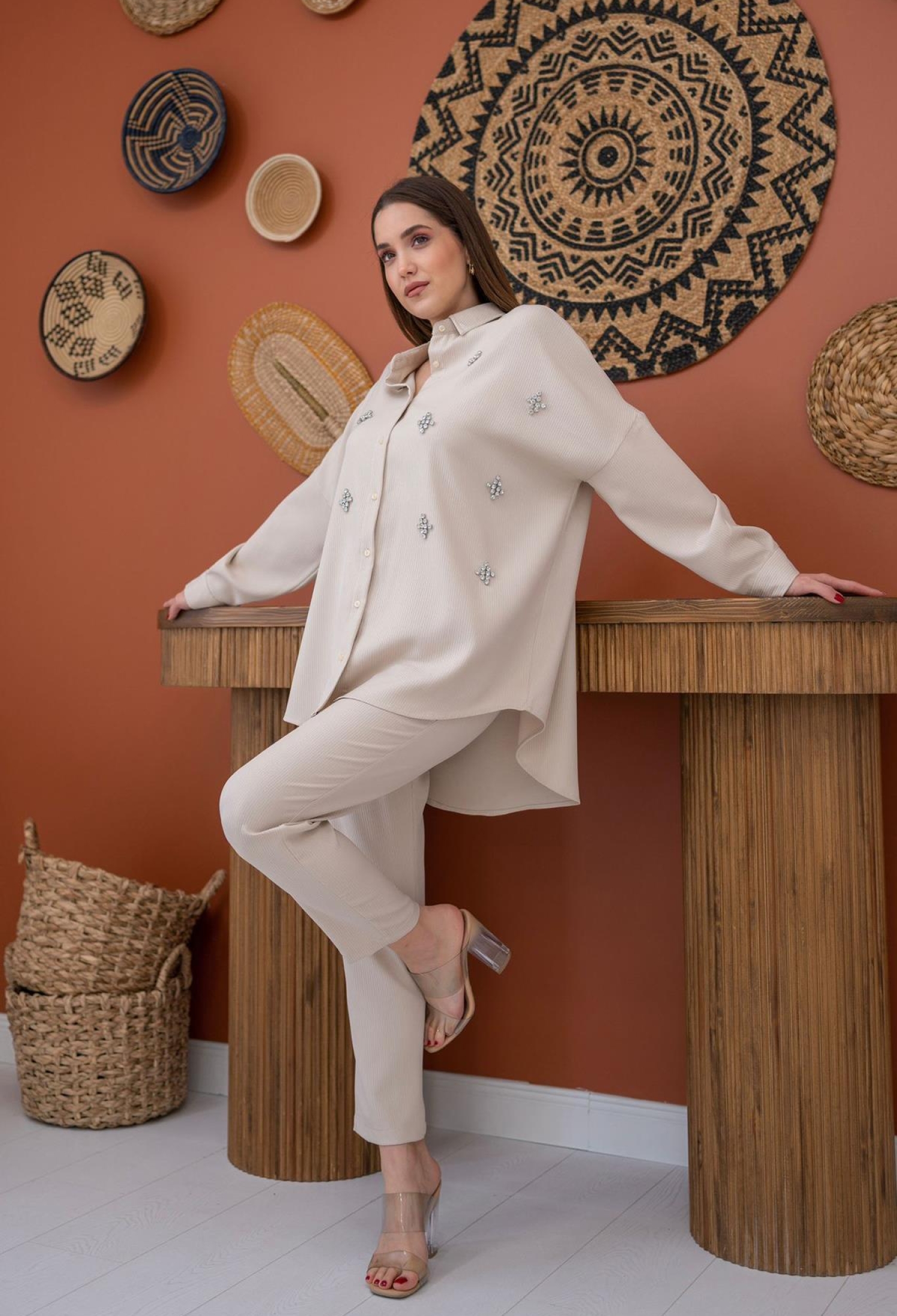 Ribbed Shirt With Stones - Brand: Elisa - Women & Kids, Baby Clothes Wholesale - TheBS Women