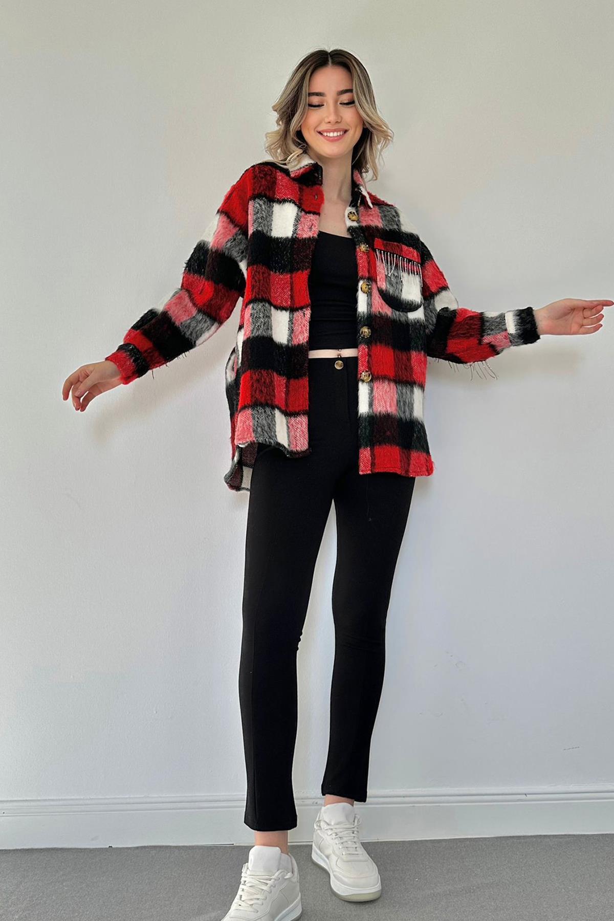 Boucle Pocket Chain Stone Shirt – Brand: Elisa – Women & Kids, Baby Clothes Wholesale – TheBS Women