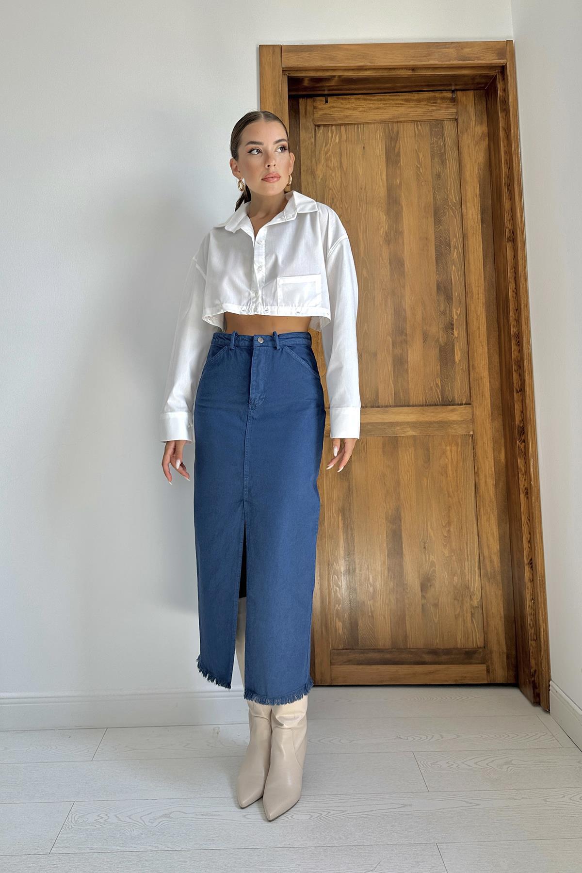 Poplin Shirt With Detachable Waist - White - Brand: Elisa - Women & Kids, Baby Clothes Wholesale - TheBS Women