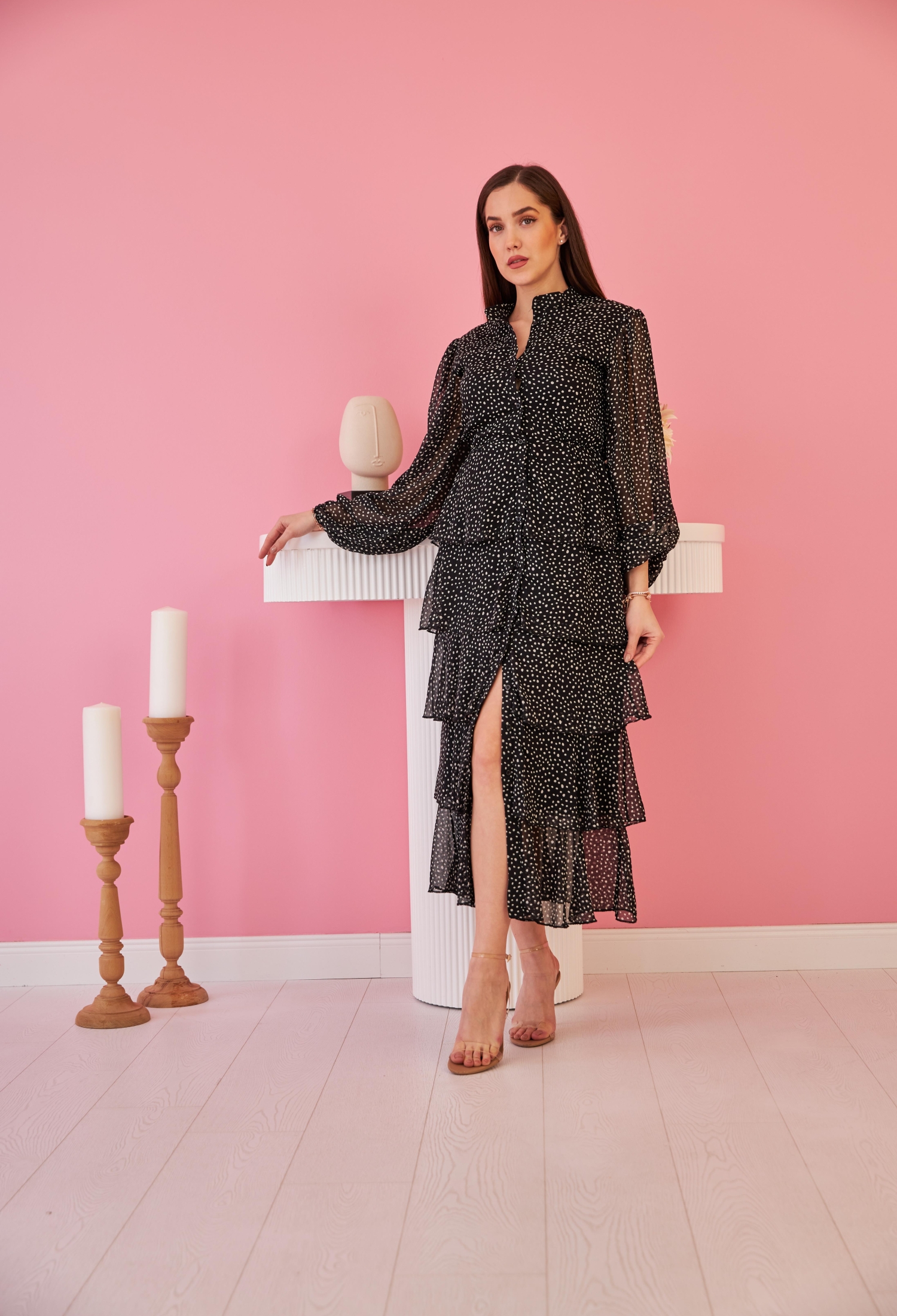 Polka Dot Chiffon Floor Dress - Brand: Elisa - Women & Kids, Baby Clothes Wholesale - TheBS Women