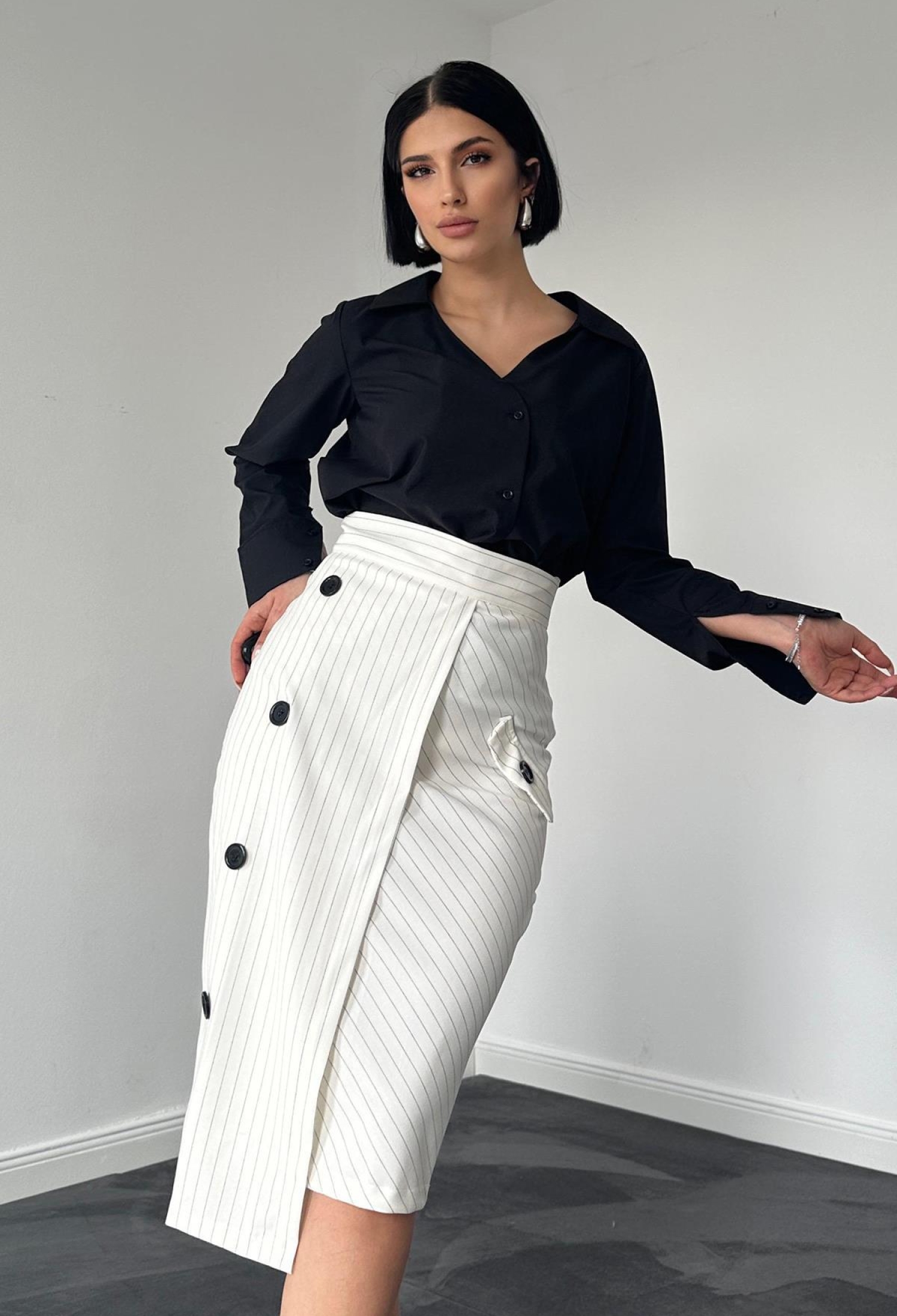 Striped Polyviscon Skirt - Brand: Elisa - Women & Kids, Baby Clothes Wholesale - TheBS Women