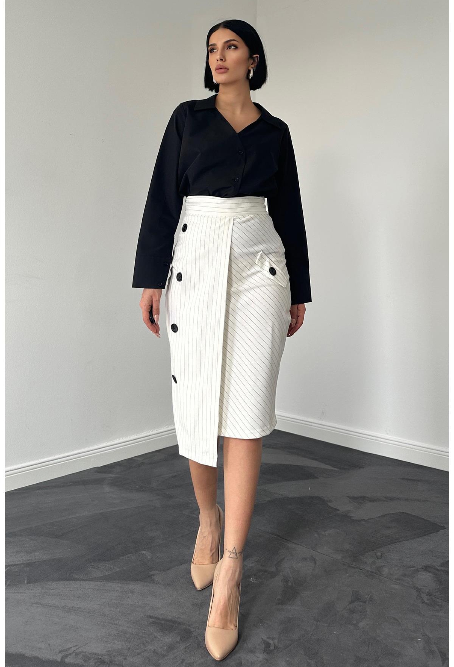 Striped Polyviscon Skirt - Brand: Elisa - Women & Kids, Baby Clothes Wholesale - TheBS Women