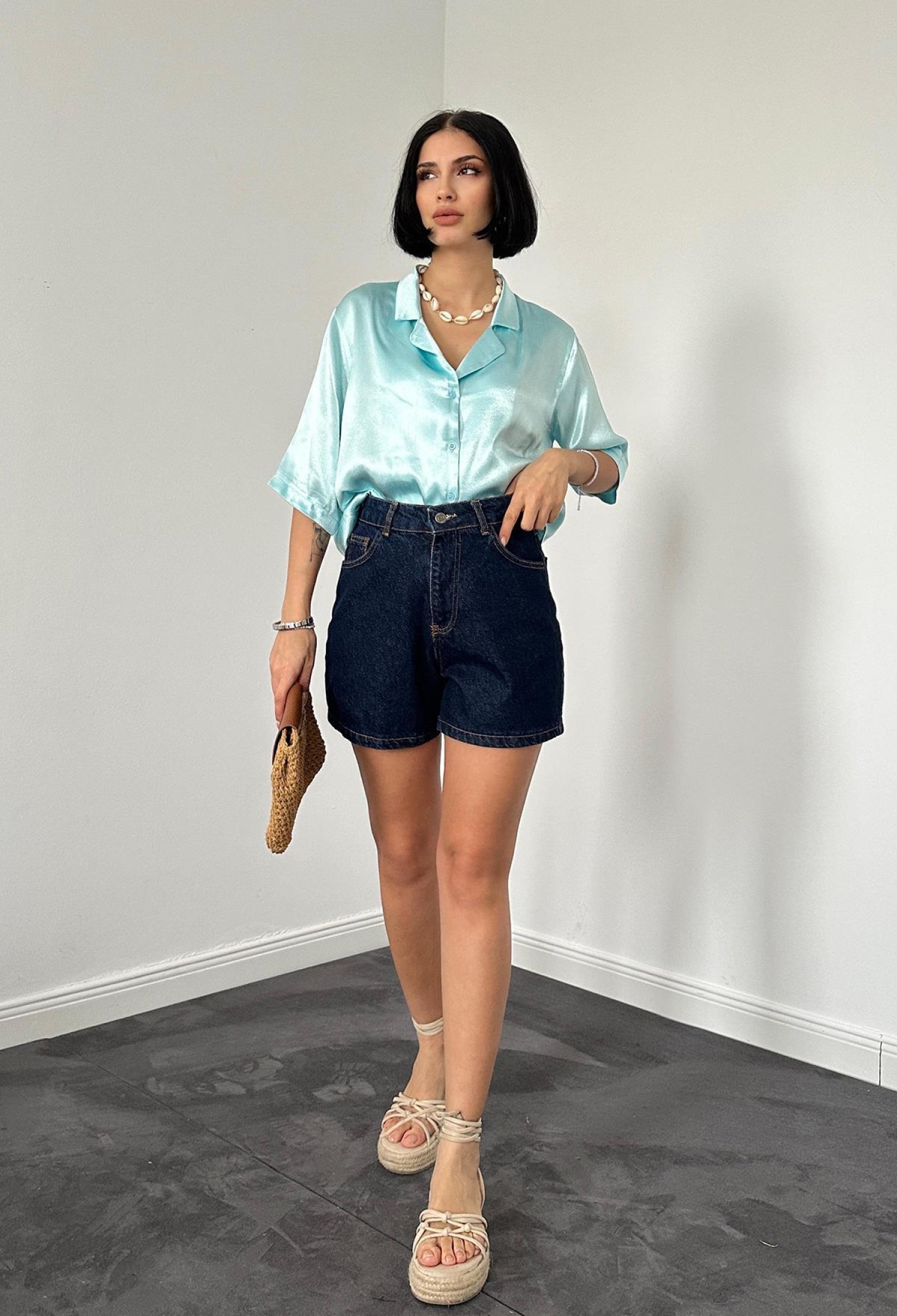 Summer Shorts - Blue - Brand: Elisa - Women & Kids, Baby Clothes Wholesale - TheBS Women