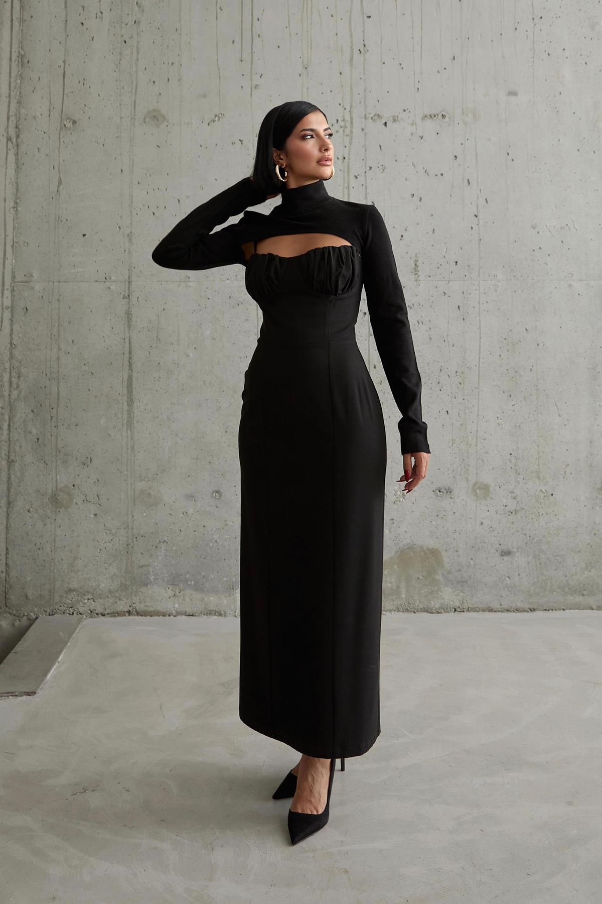 Chest Cup Dress - Black - Brand: Elisa - Women & Kids, Baby Clothes Wholesale - TheBS Women