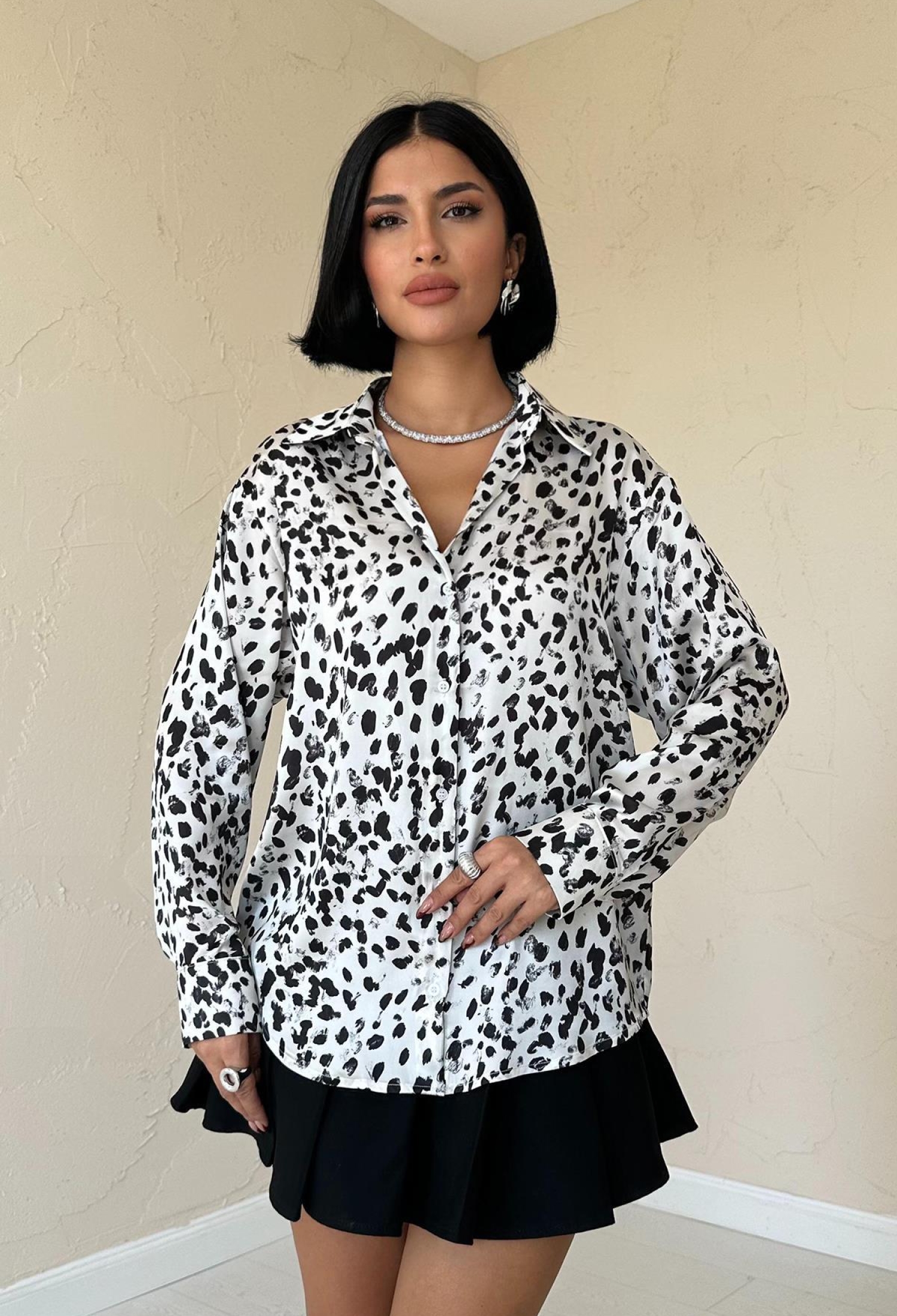 Leopard Print Satin Shirt - Brand: Elisa - Women & Kids, Baby Clothes Wholesale - TheBS Women