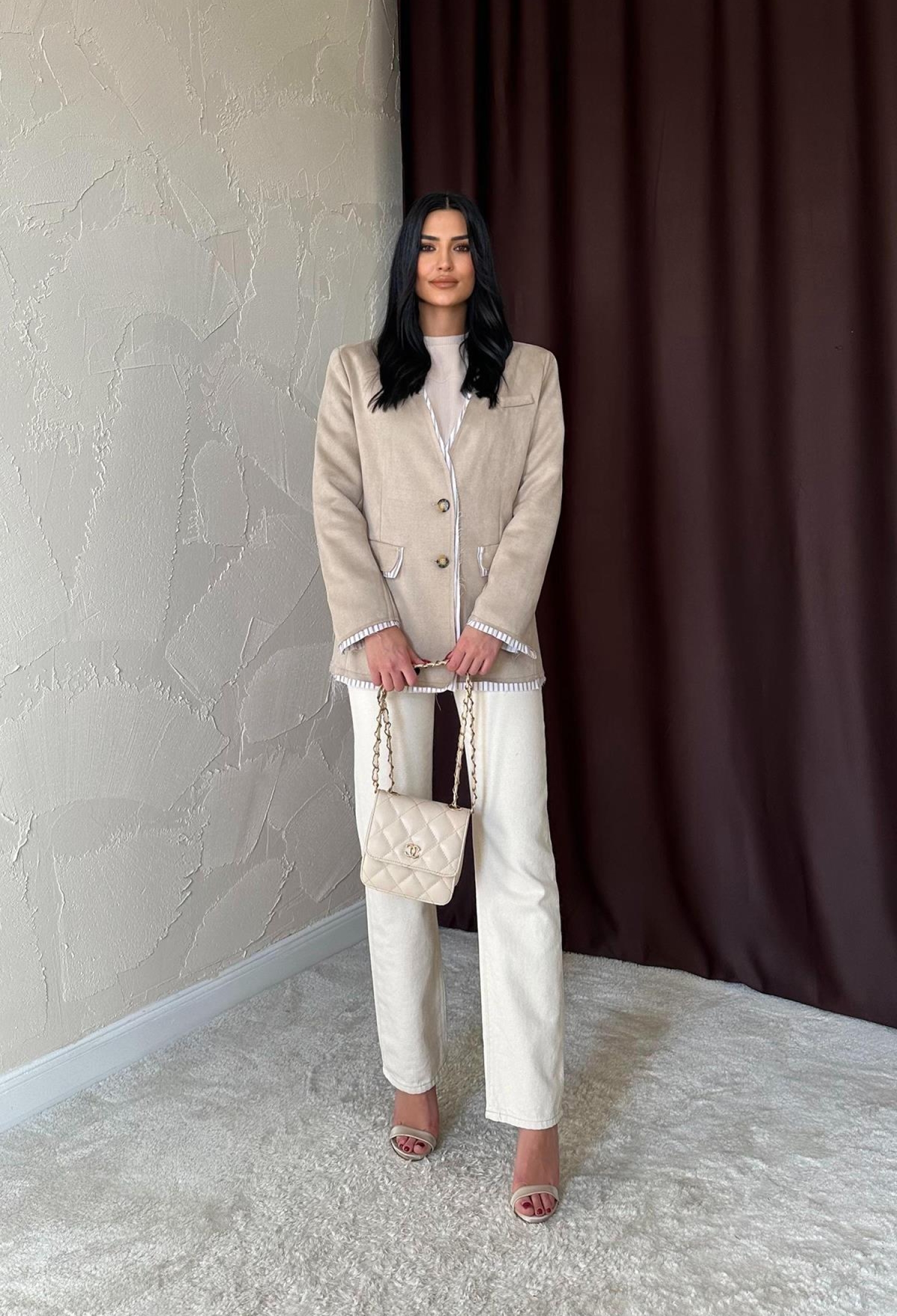 Striped Lined Garnished Suede Jacket - Brand: Elisa - Women & Kids, Baby Clothes Wholesale - TheBS Women