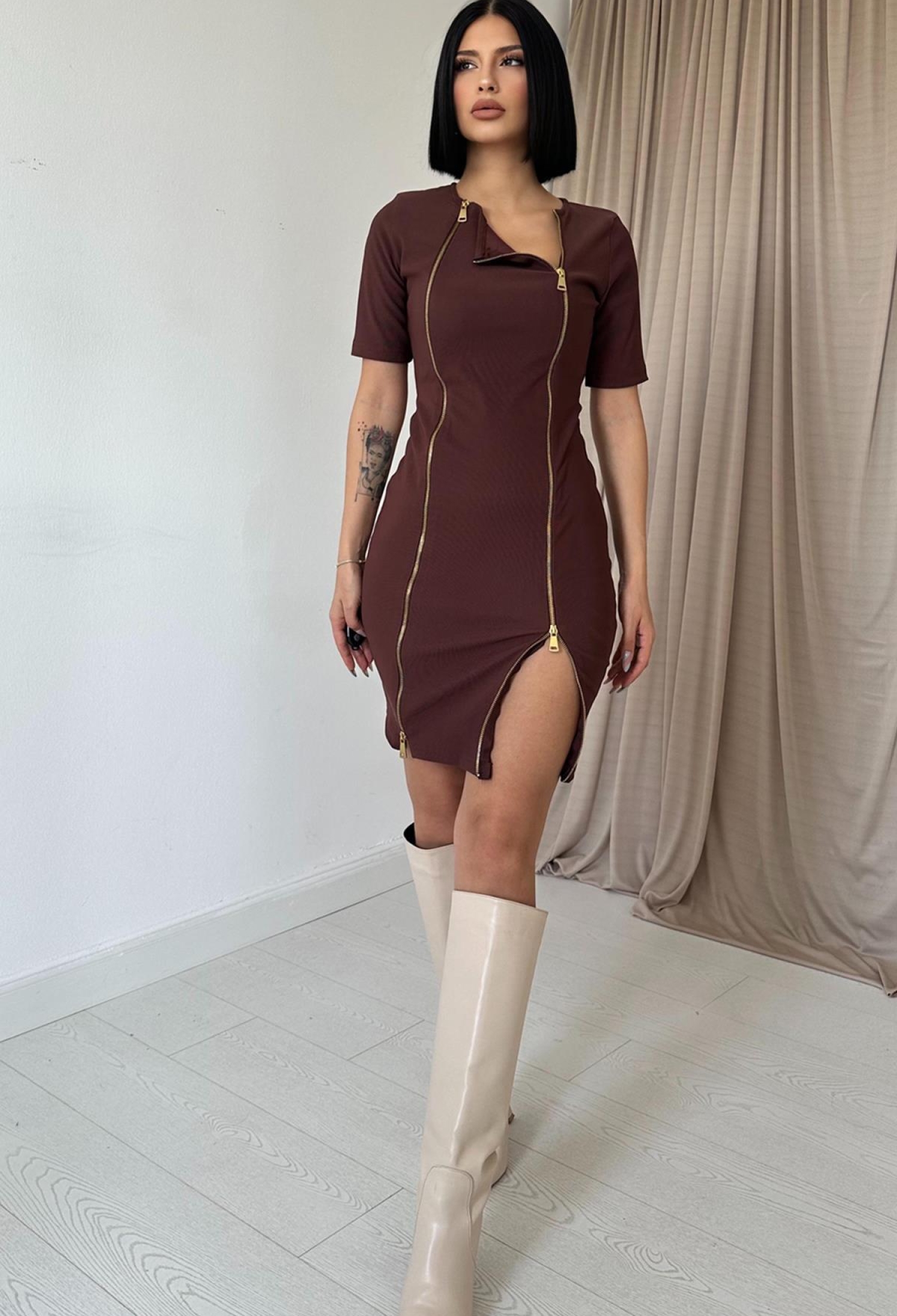 Zippered Ottoman Dress - Brand: Elisa - Women & Kids, Baby Clothes Wholesale - TheBS Women