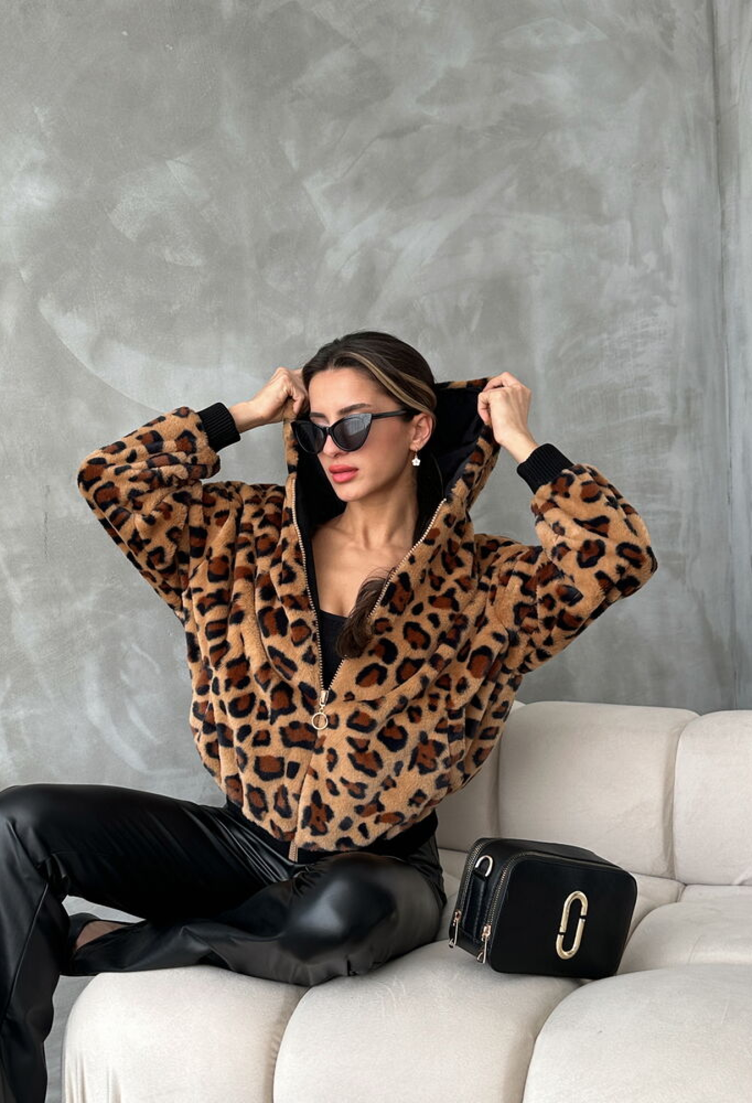 Plush Coat With Leopard Look - Brand: Topshow - Women & Kids, Baby Clothes Wholesale - TheBS Women