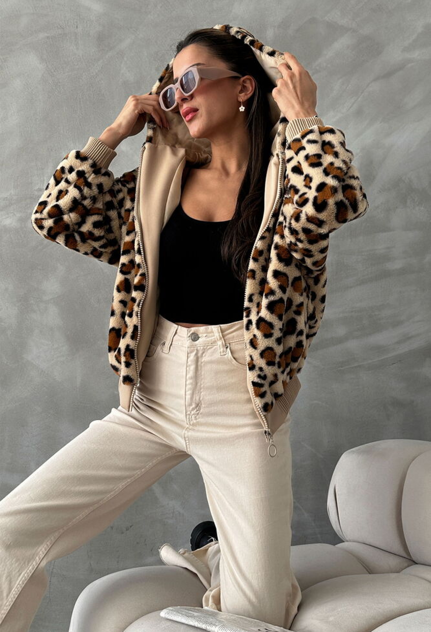 Leopard Look Plush Coat - Brand: Topshow - Women & Kids, Baby Clothes Wholesale - TheBS Women