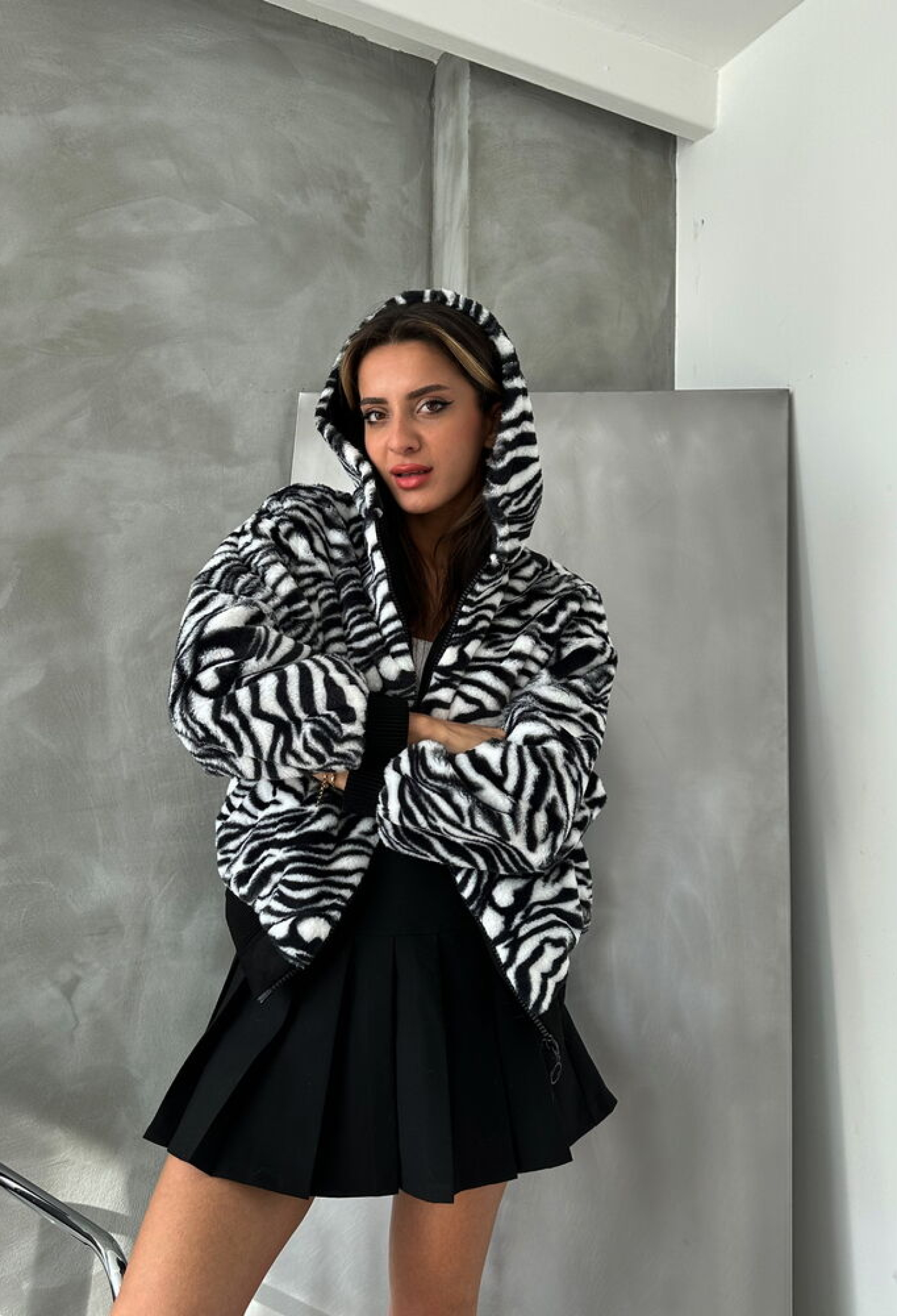 Zebra Look Plush Coat -& White - Brand: Topshow - Women & Kids, Baby Clothes Wholesale - TheBS Women