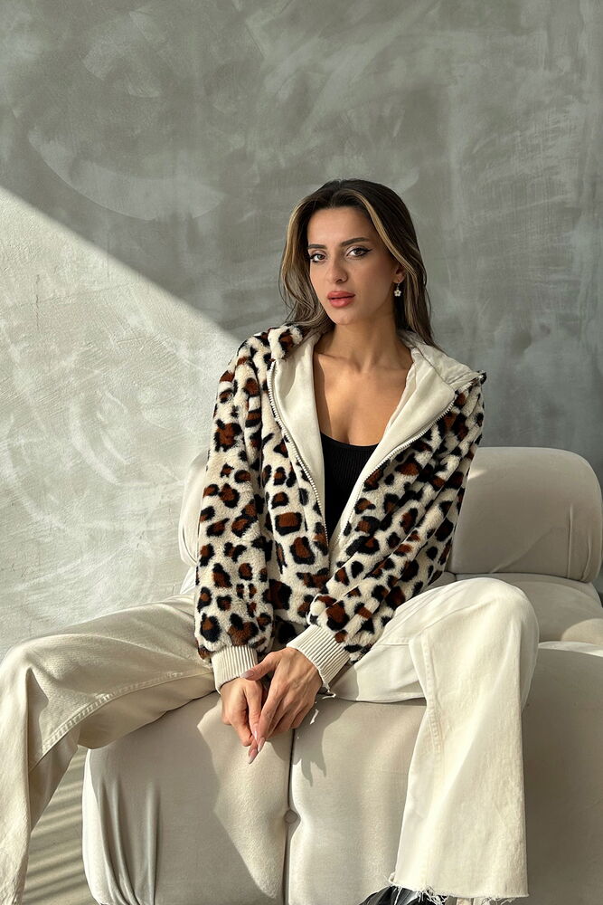 Leopard Look Plush Coat - Light - Brand: Topshow - Women & Kids, Baby Clothes Wholesale - TheBS Women