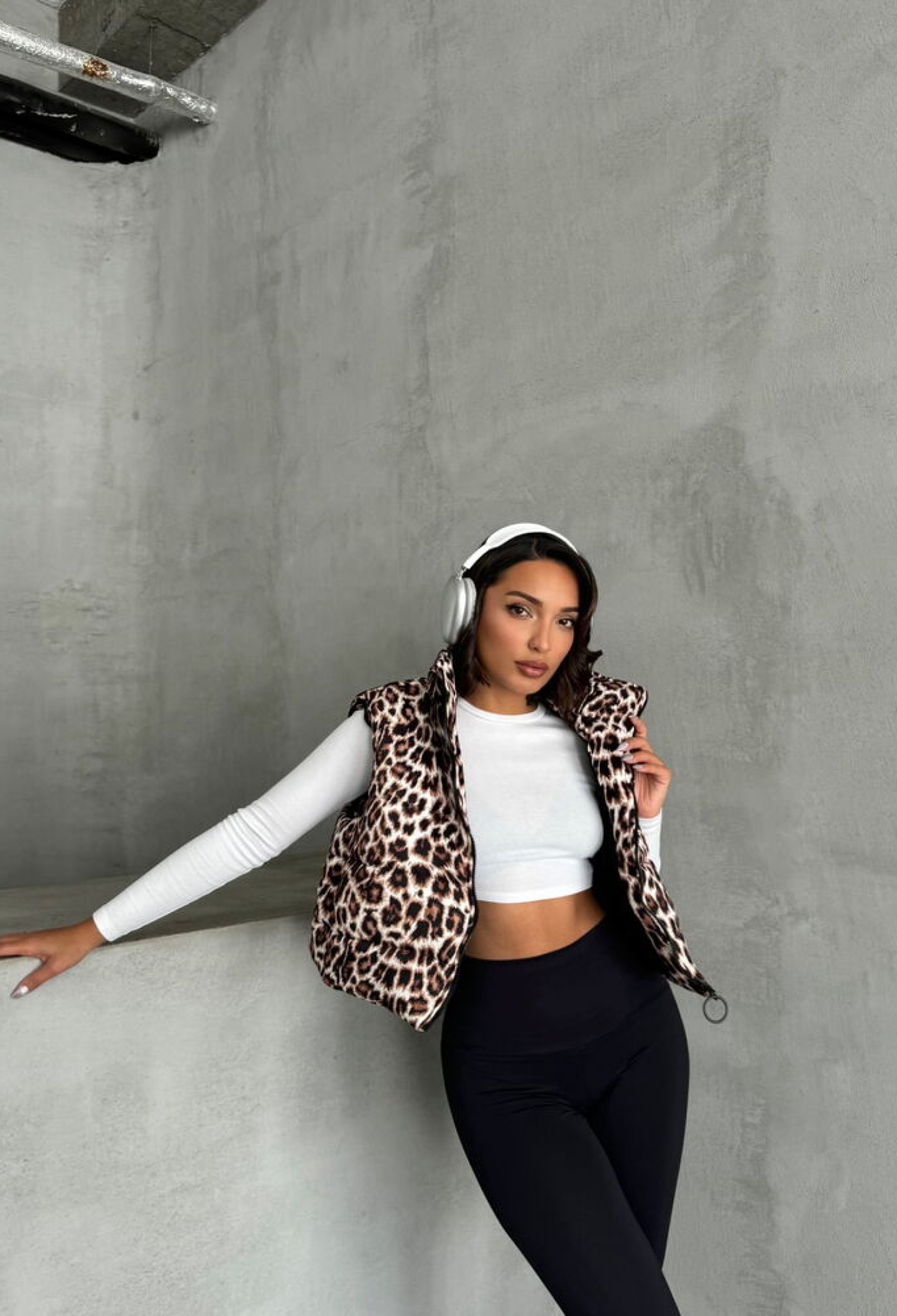 Leopard Patterned Vest - Stone - Brand: Topshow - Women & Kids, Baby Clothes Wholesale - TheBS Women