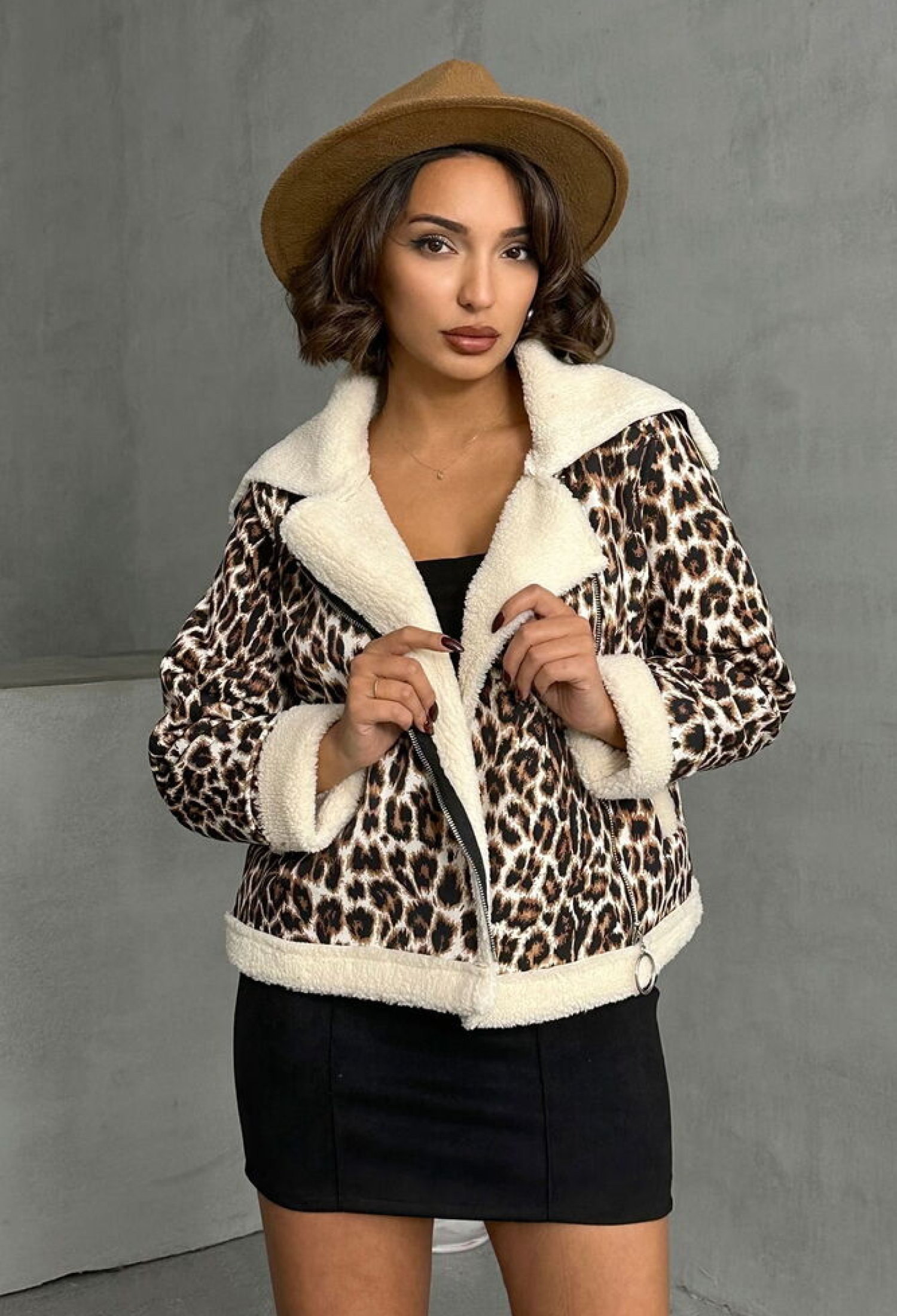 Leopard Patterned Plush Coat - Brown - Brand: Topshow - Women & Kids, Baby Clothes Wholesale - TheBS Women