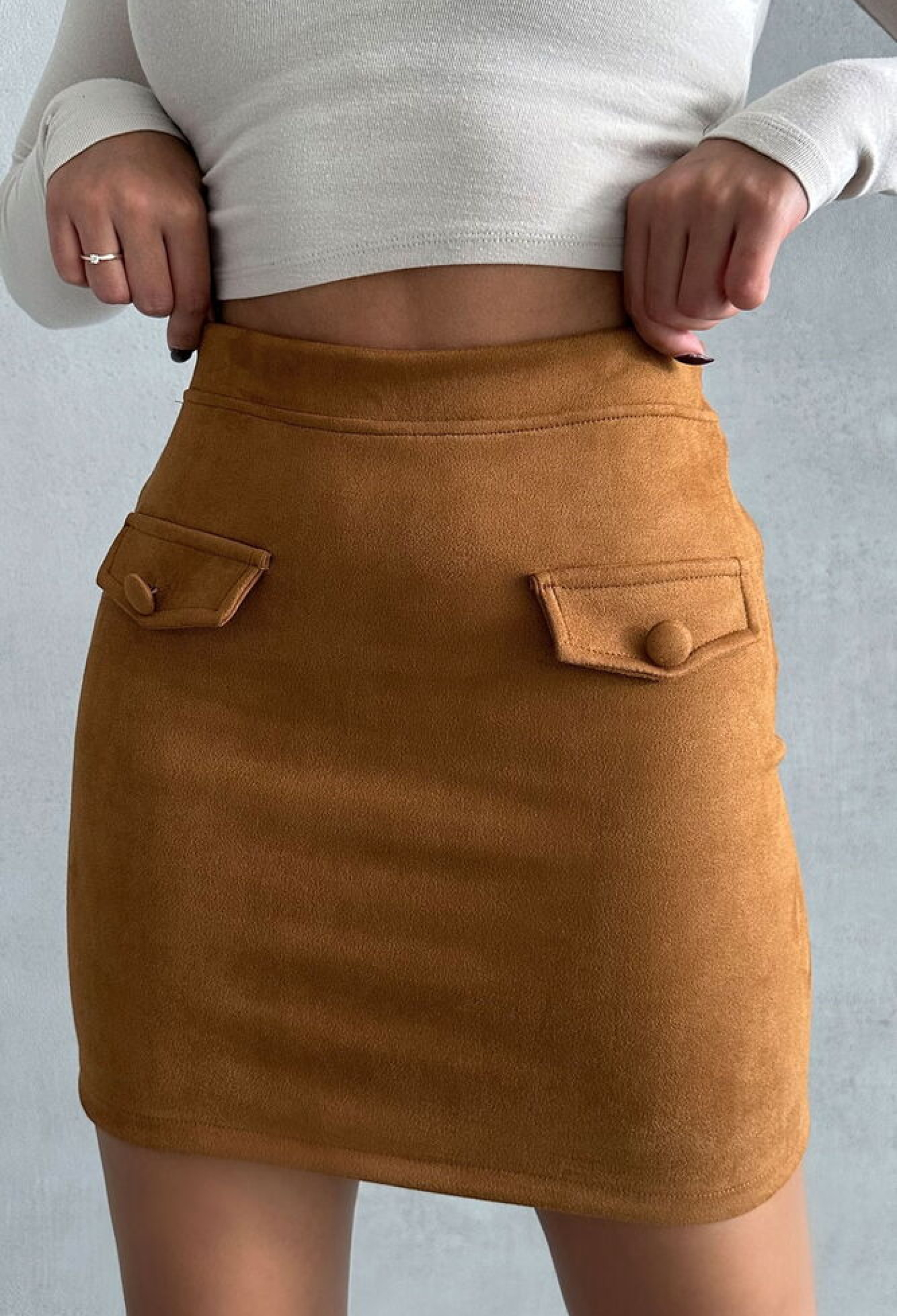 Pocket Skirt - Tan - Brand: Topshow - Women & Kids, Baby Clothes Wholesale - TheBS Women